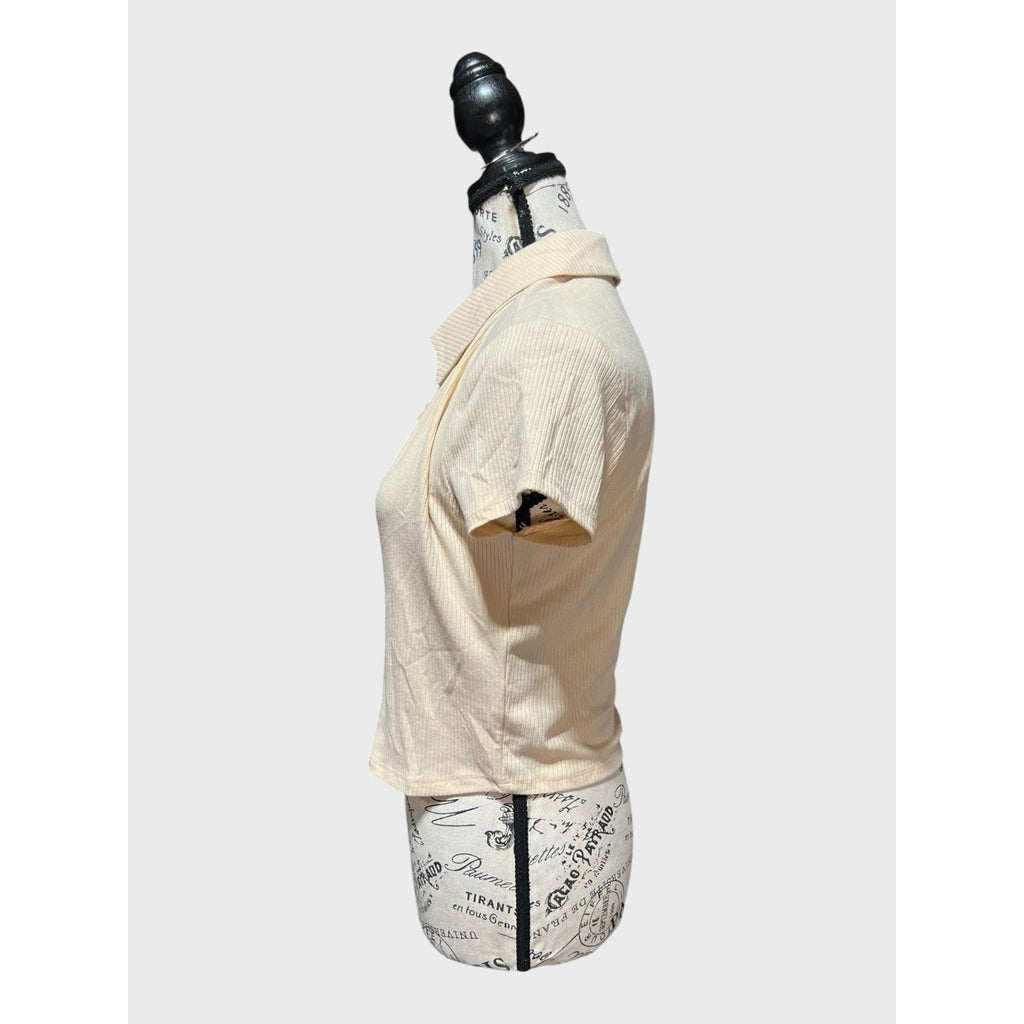 AFRM BEIGE CROPPED BUTTON FRONT Blouse Women’s Size M