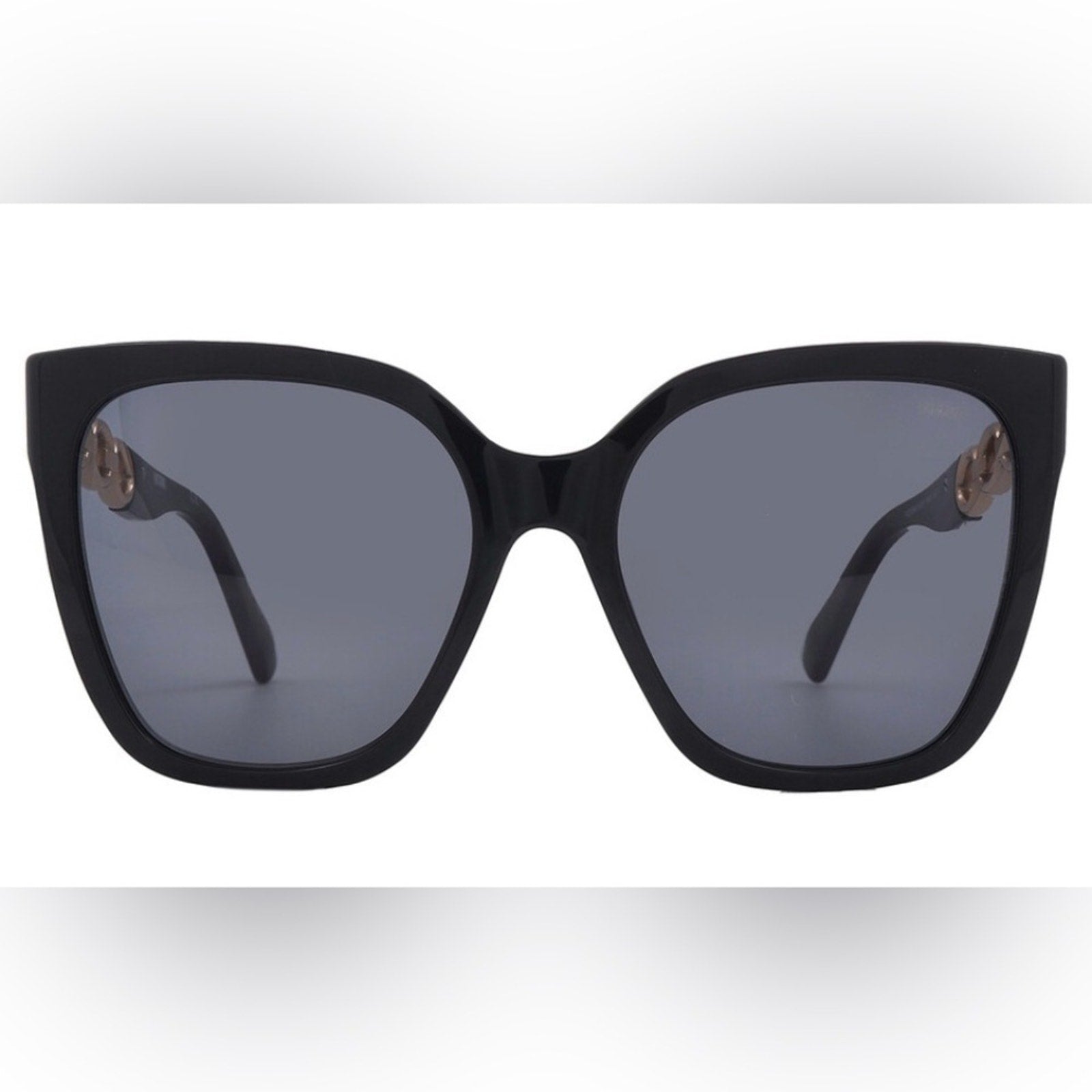 Moschino Chic Black Sunglasses with Gold Accents NIB MSRP $254