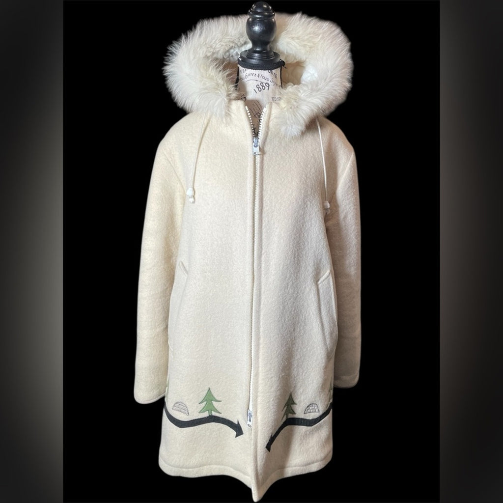 Vintage Hudson’s Bay Company One Hundred Percent Wool Coat with Fur Trim