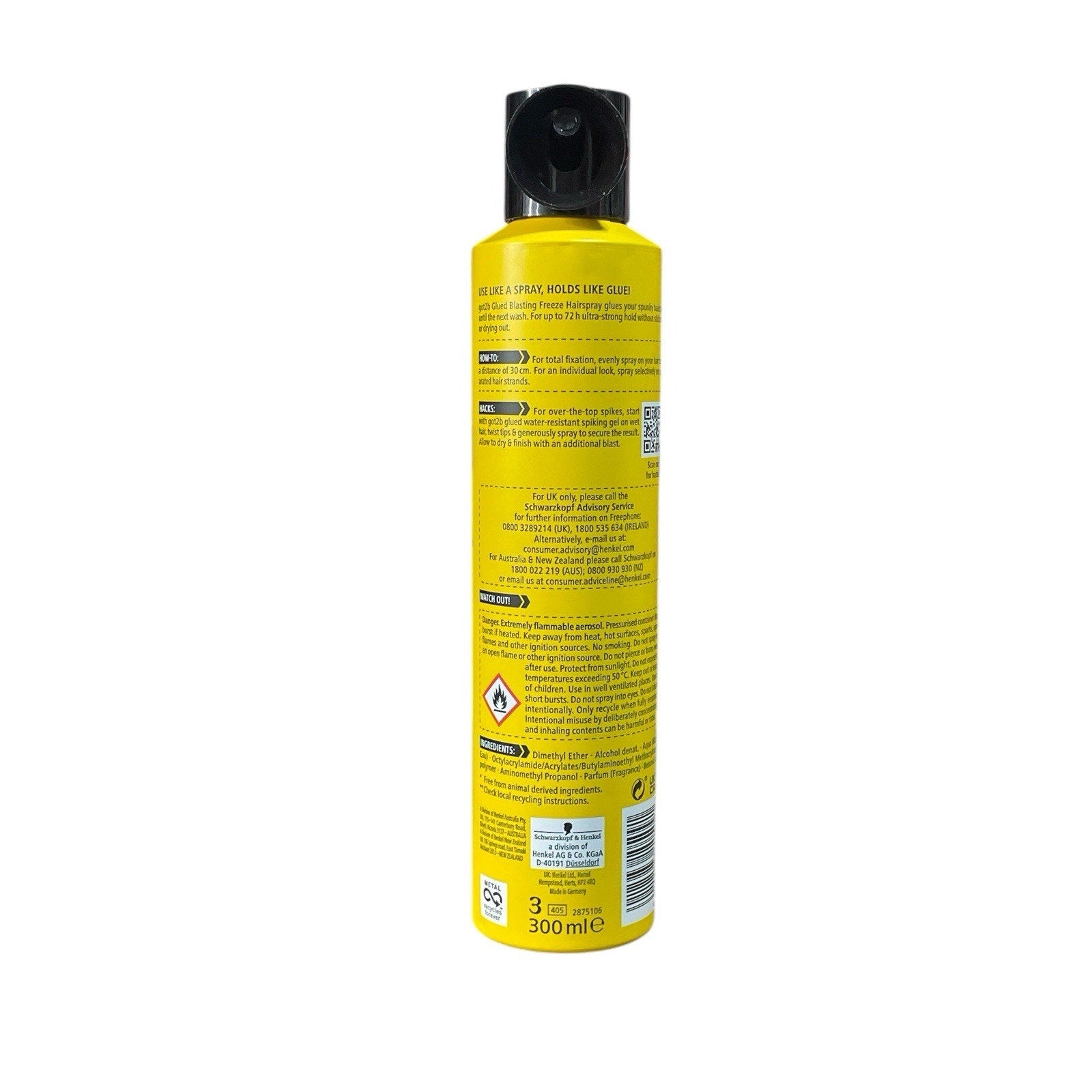 Got2b Glued Blasting Freeze Hairspray 300ml - Extreme 72hr Hold, New Sealed