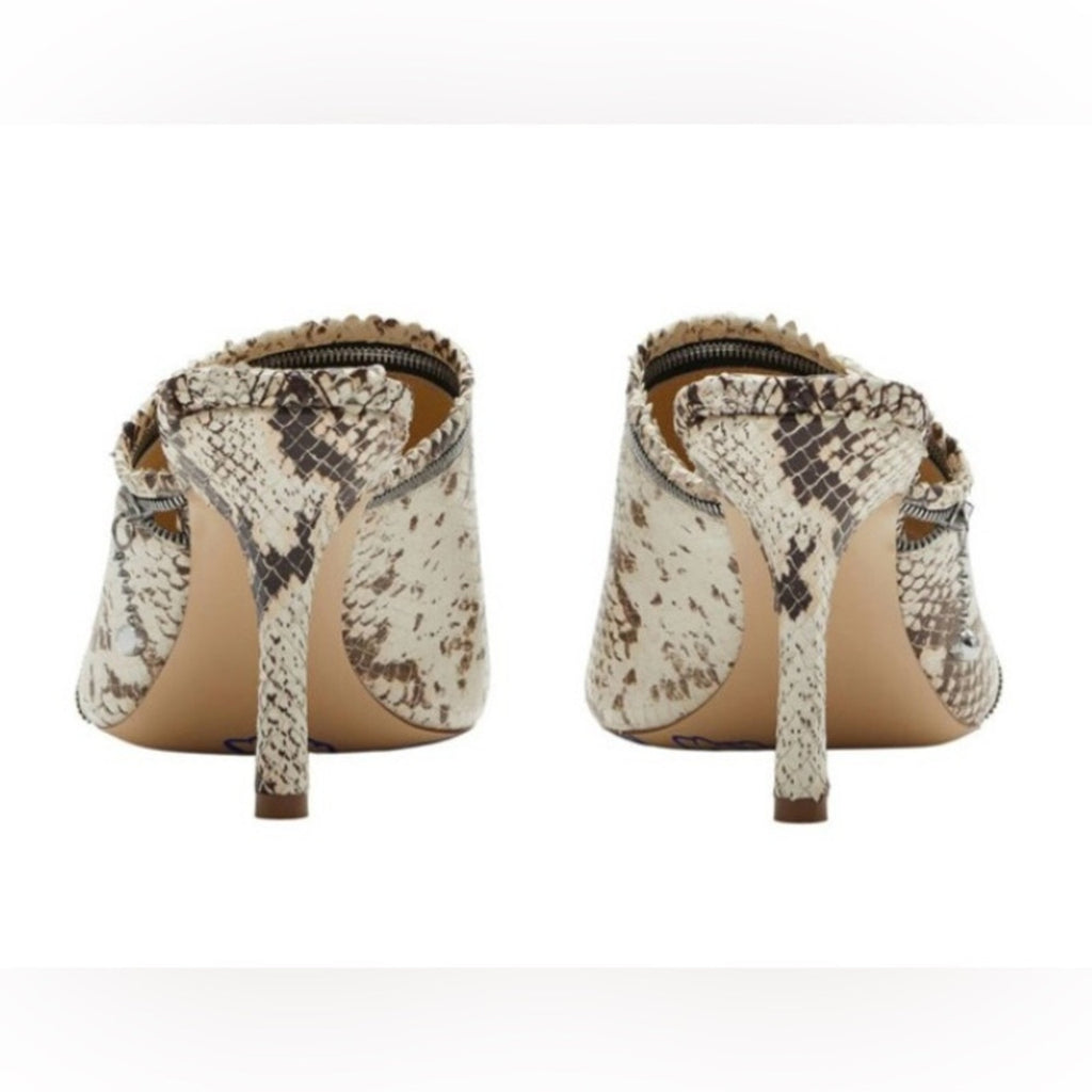 Burberry Elegant Leather Snakeskin Print Heeled Sandals NIB Size 9