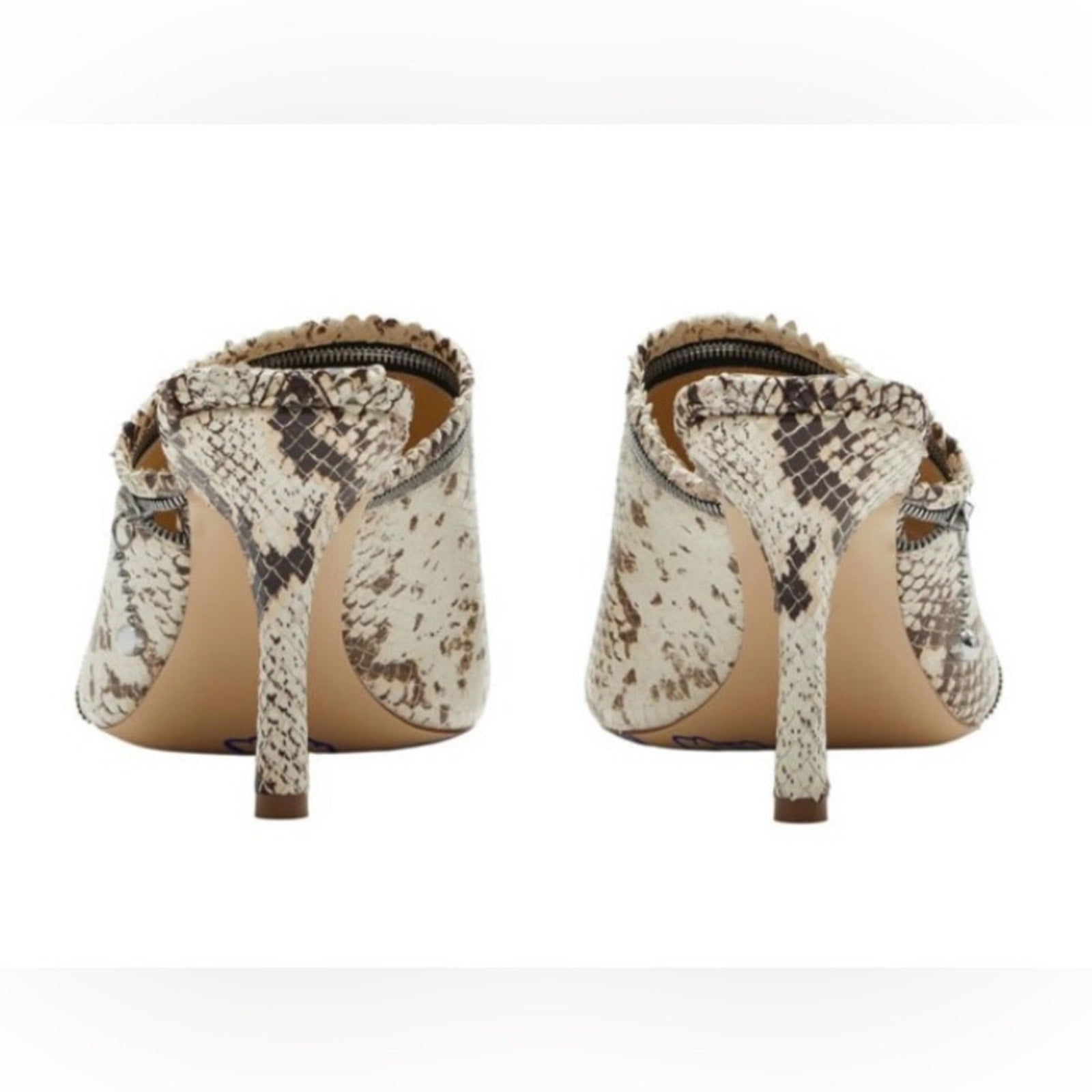 Burberry Elegant Leather Snakeskin Print Heeled Sandals NIB Size 9