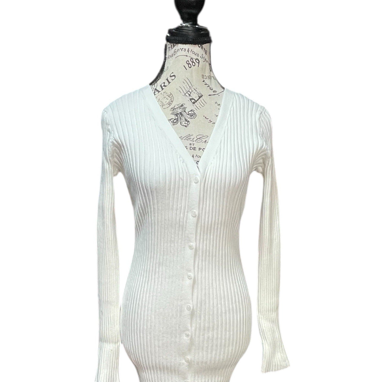 525 America Revolve Ivory Ribbed Fitted Midi Dress - New with Tags Sz S