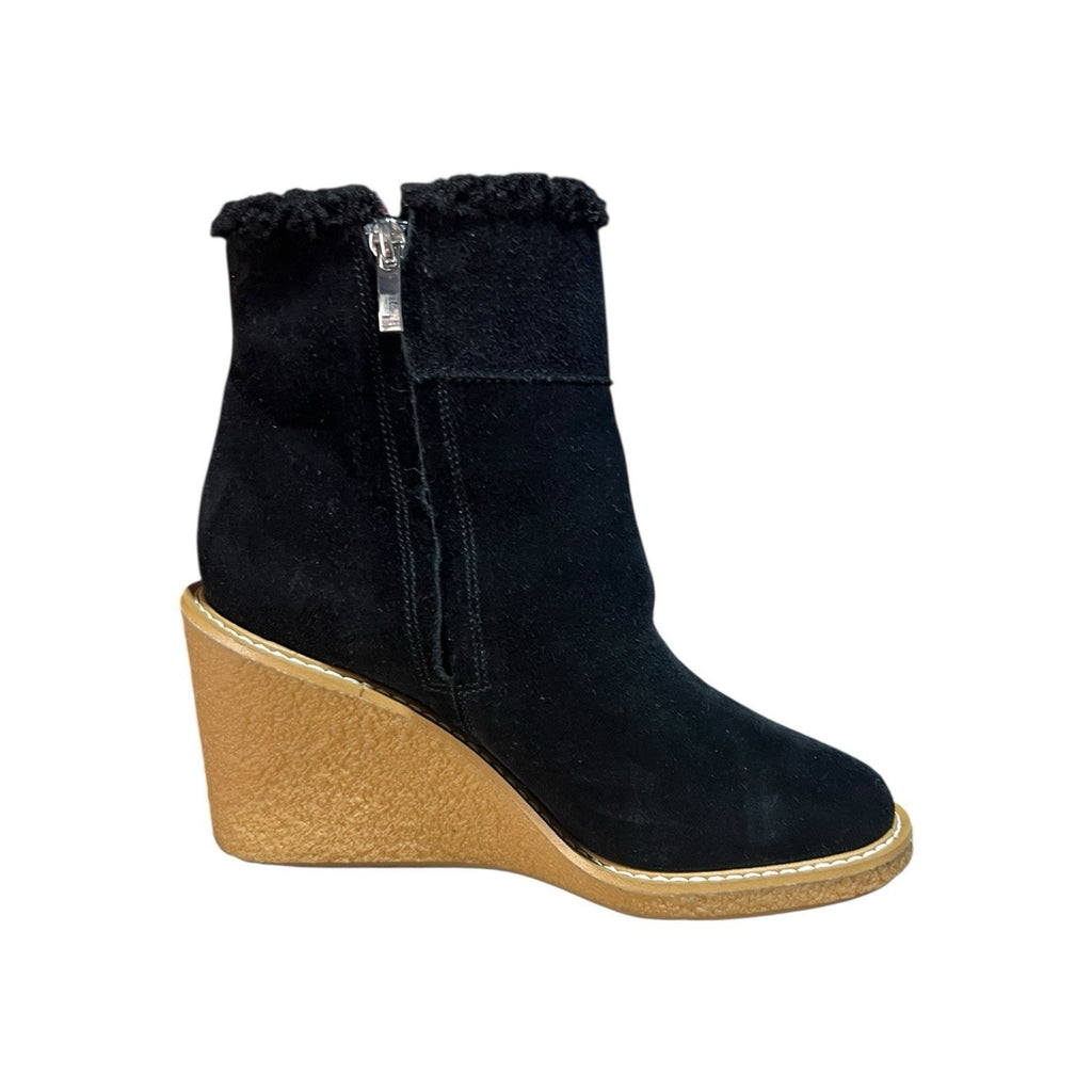 Franco Sarto Ulayna suede wedge ankle boots with a faux fur Size 8.5