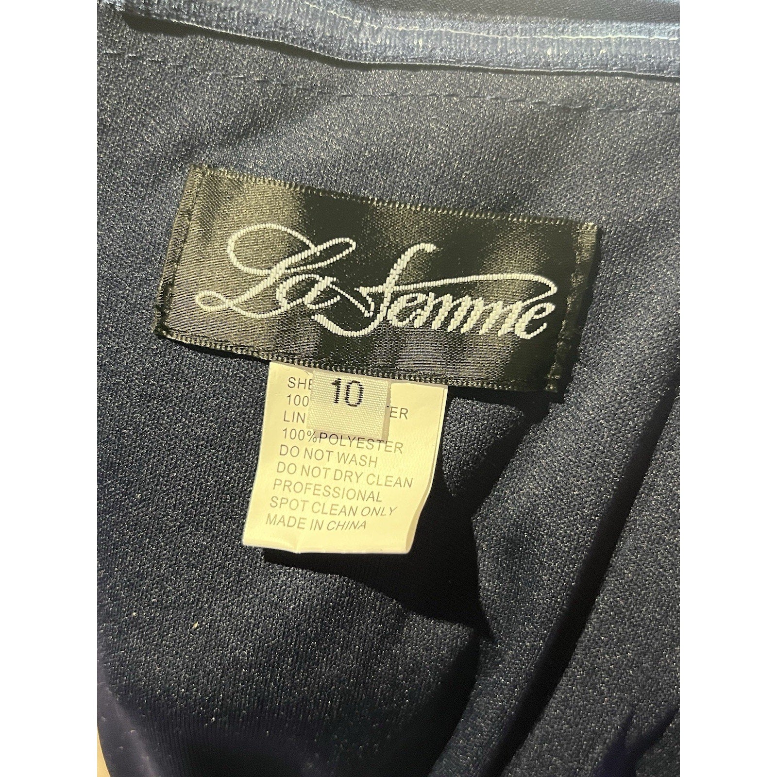 La Femme ruched off-the-shoulder formal gown Navy Blue New Size 10