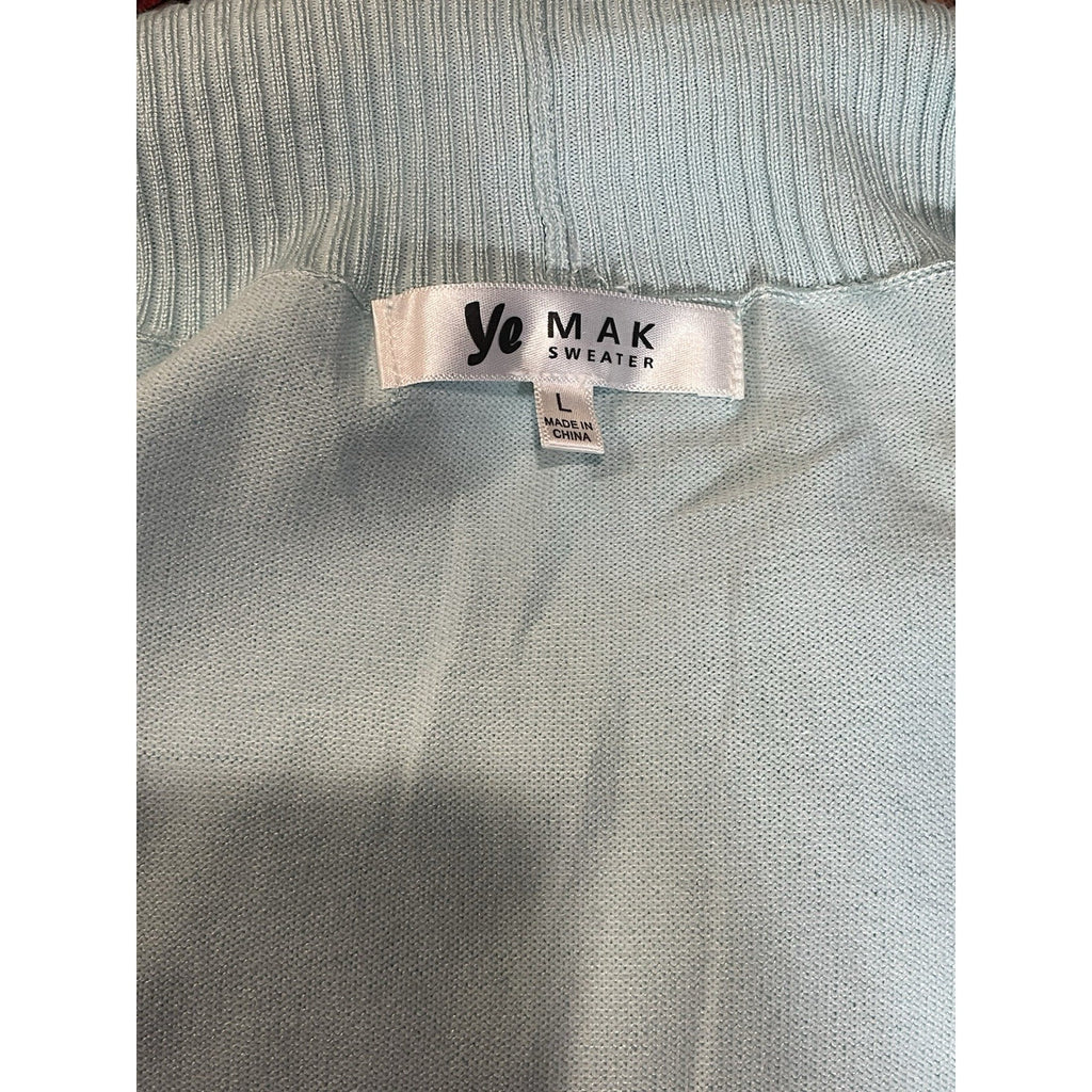 Yo Mak Blue Cardigan Sweater Women’s Size L NWT