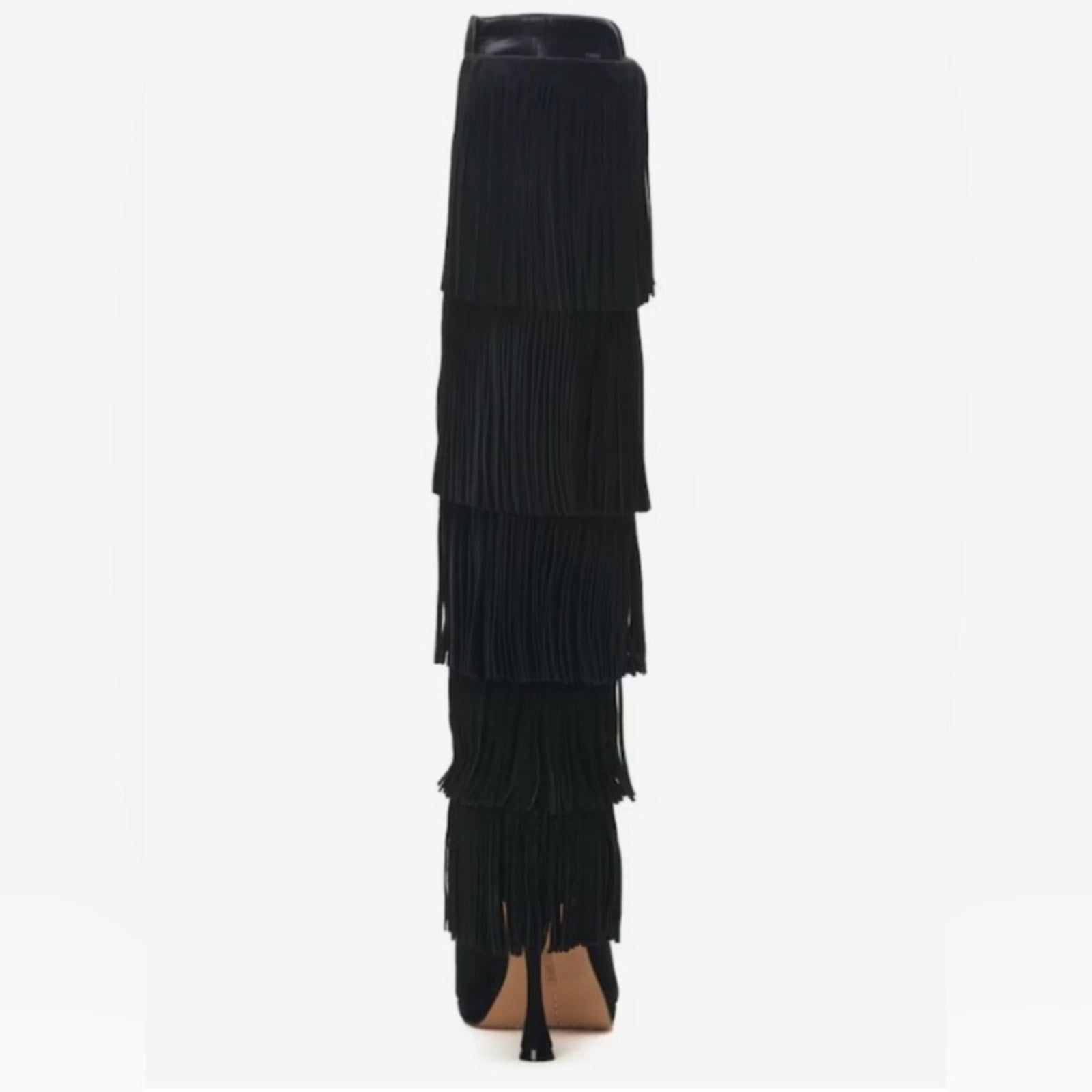 Vince Camuto Panaryaz  Black Suede Knee-High Boots with Fringe New 8.5 $285 MSRP