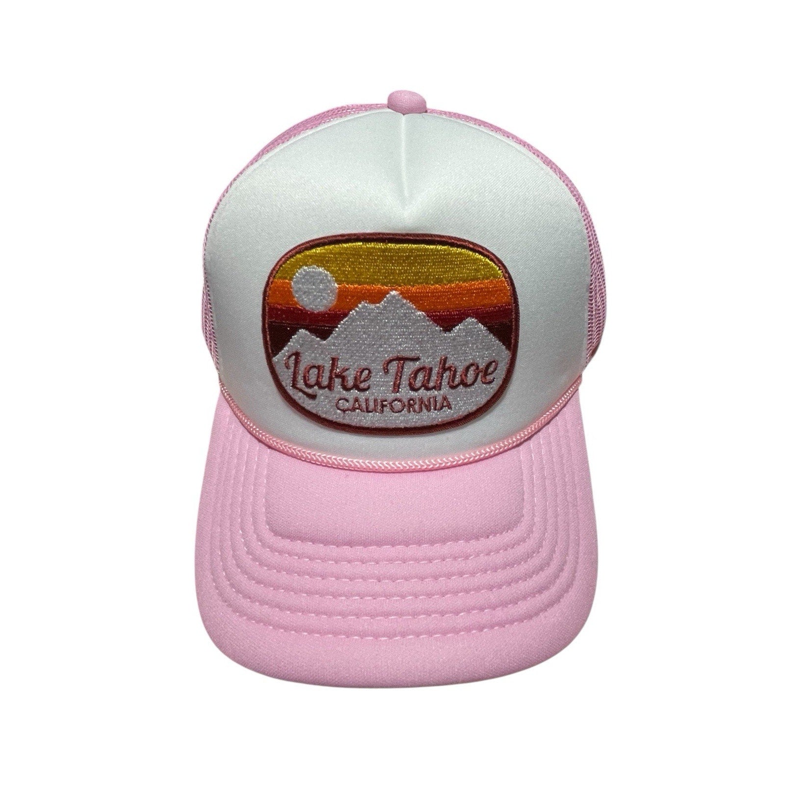 Lake Tahoe Baby Pink Mesh Snapback Hat New