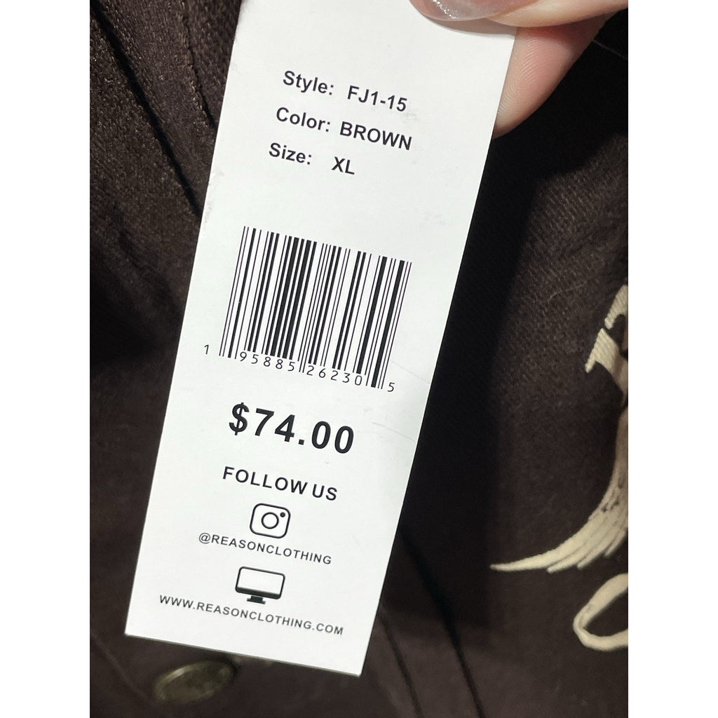 Reason Brand Brown Denim Jacket NWT Mens XL