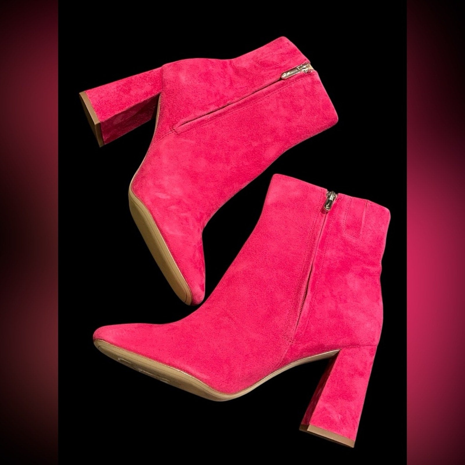 Sam Edelman Vibrant Pink Suede Ankle Boots new No Box Women’s Size 8