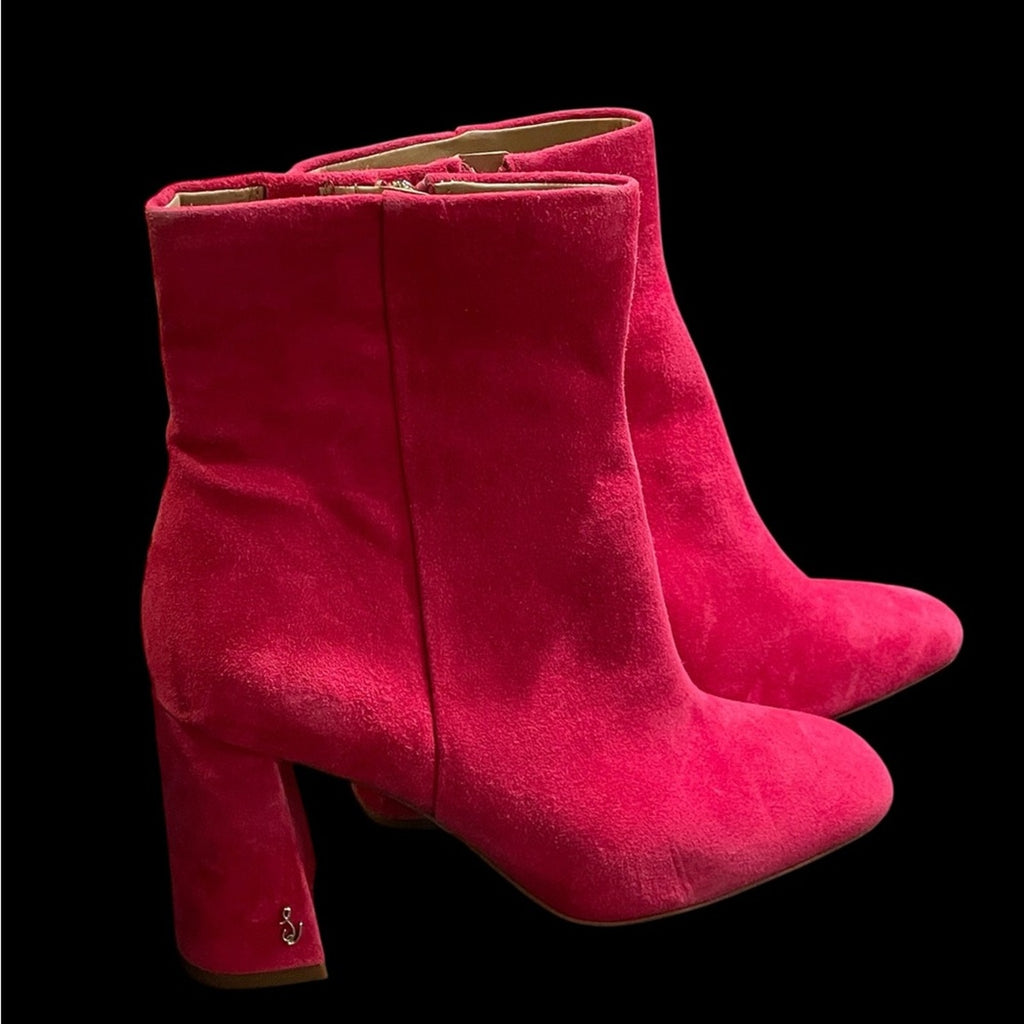 Sam Edelman Vibrant Pink Suede Ankle Boots new No Box Women’s Size 8