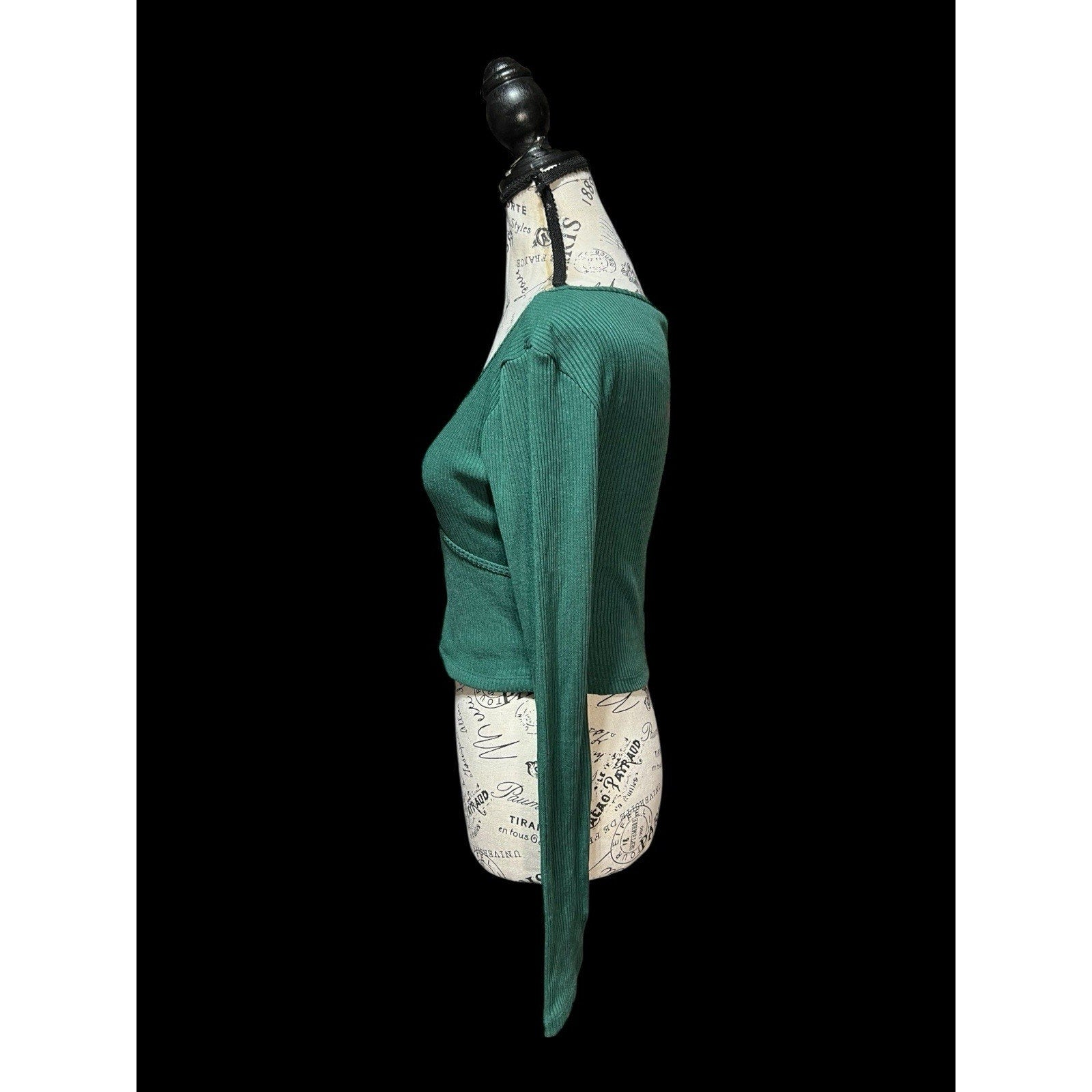 BDG Green Faux Wrap Cropped Shirt Women’s Size S NWT