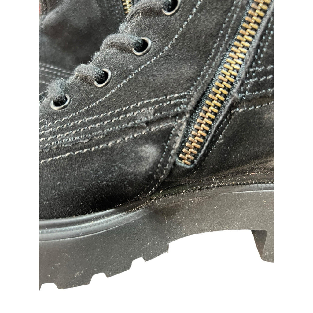Paul Green Jackson fine suede combat boots Black Shoe Size US 8 E5