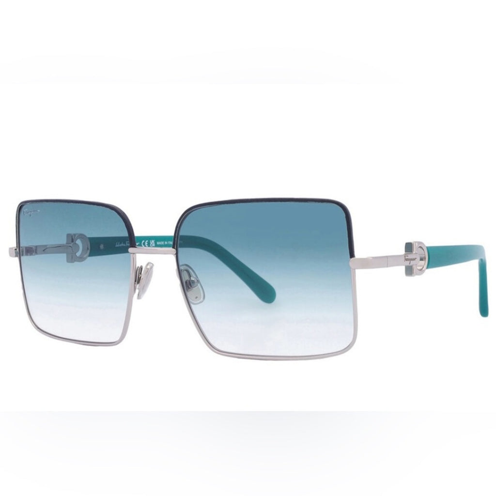Salvatore Ferragamo Teal Gradient Sunglasses for Women NWT