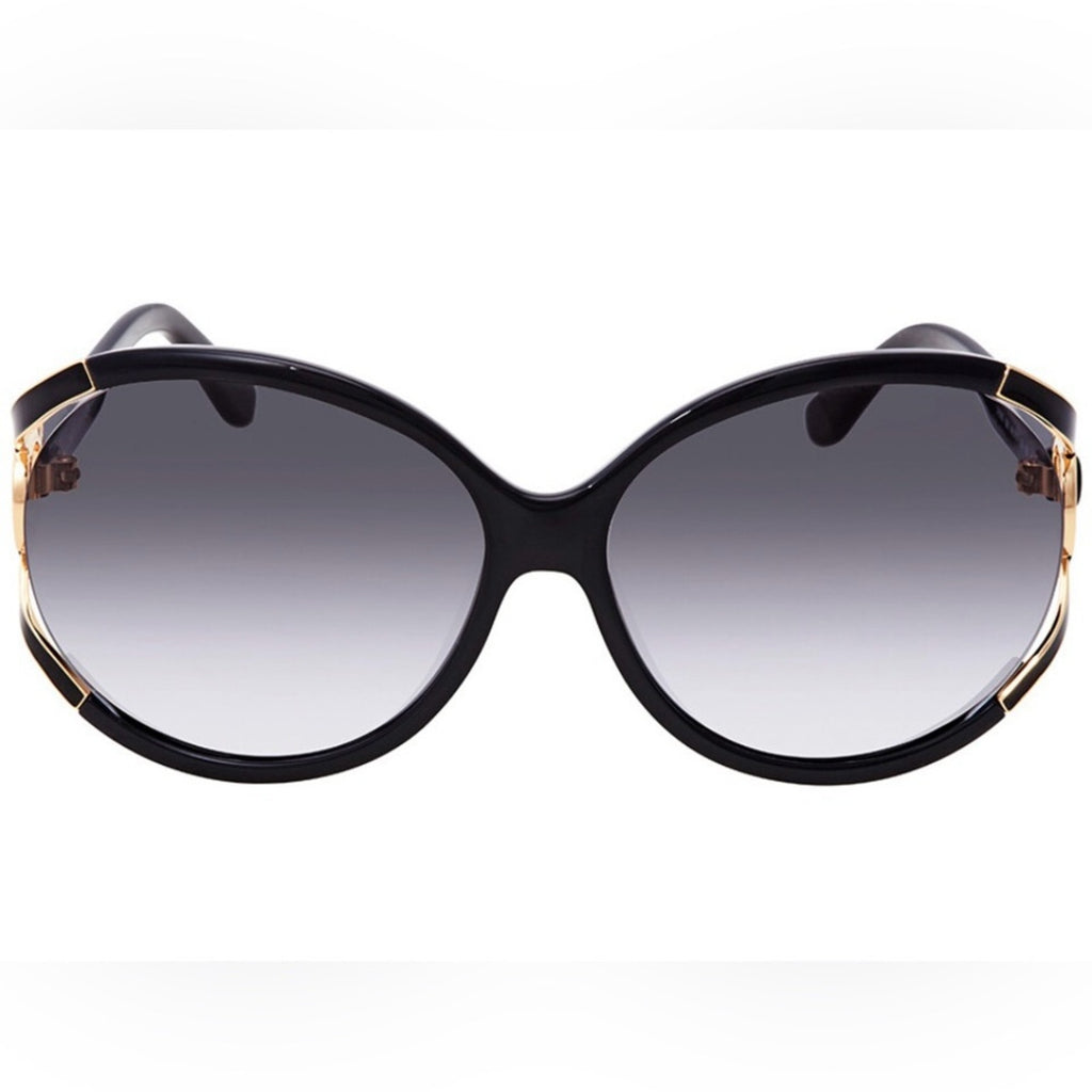 Salvatore Ferragamo Black Oval Sunglasses NIB MSRP $295