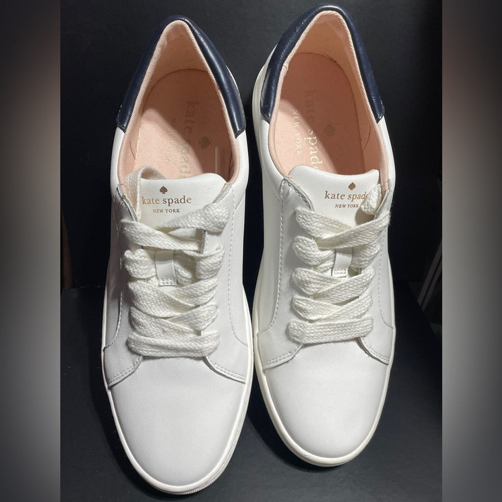 Kate Spade Alana White and Navy Blue Women’s Sneakers NWOB SZ 10 B