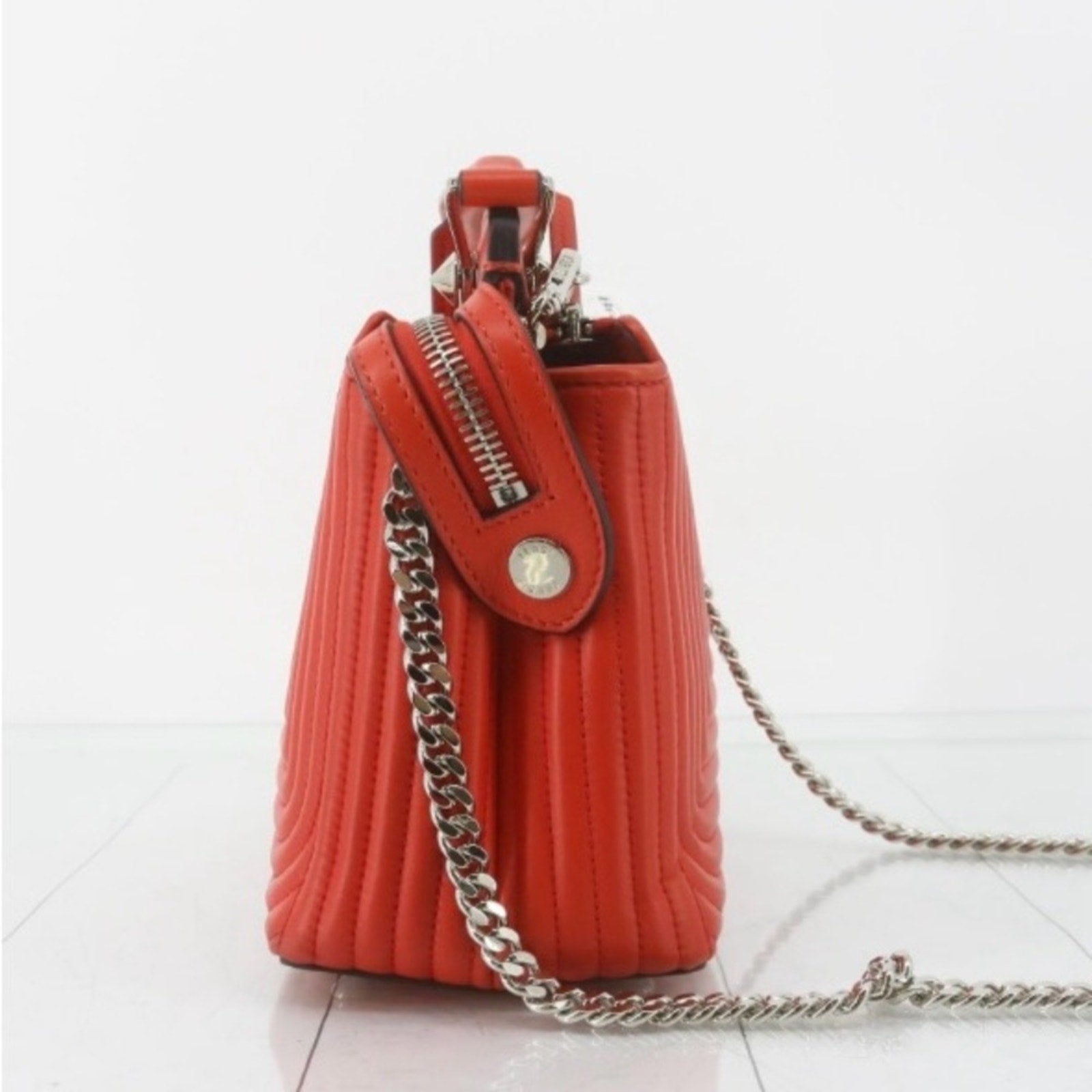 Fendi Dotcon Orange Leather Quilted Shoulder Bag