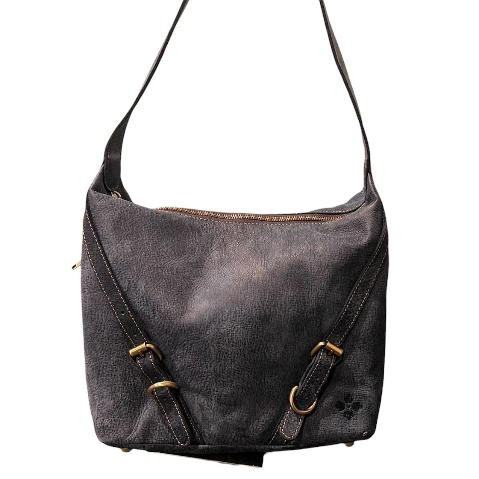 Patricia Nash Elia Hobo Blue Leather Shoulder Bag