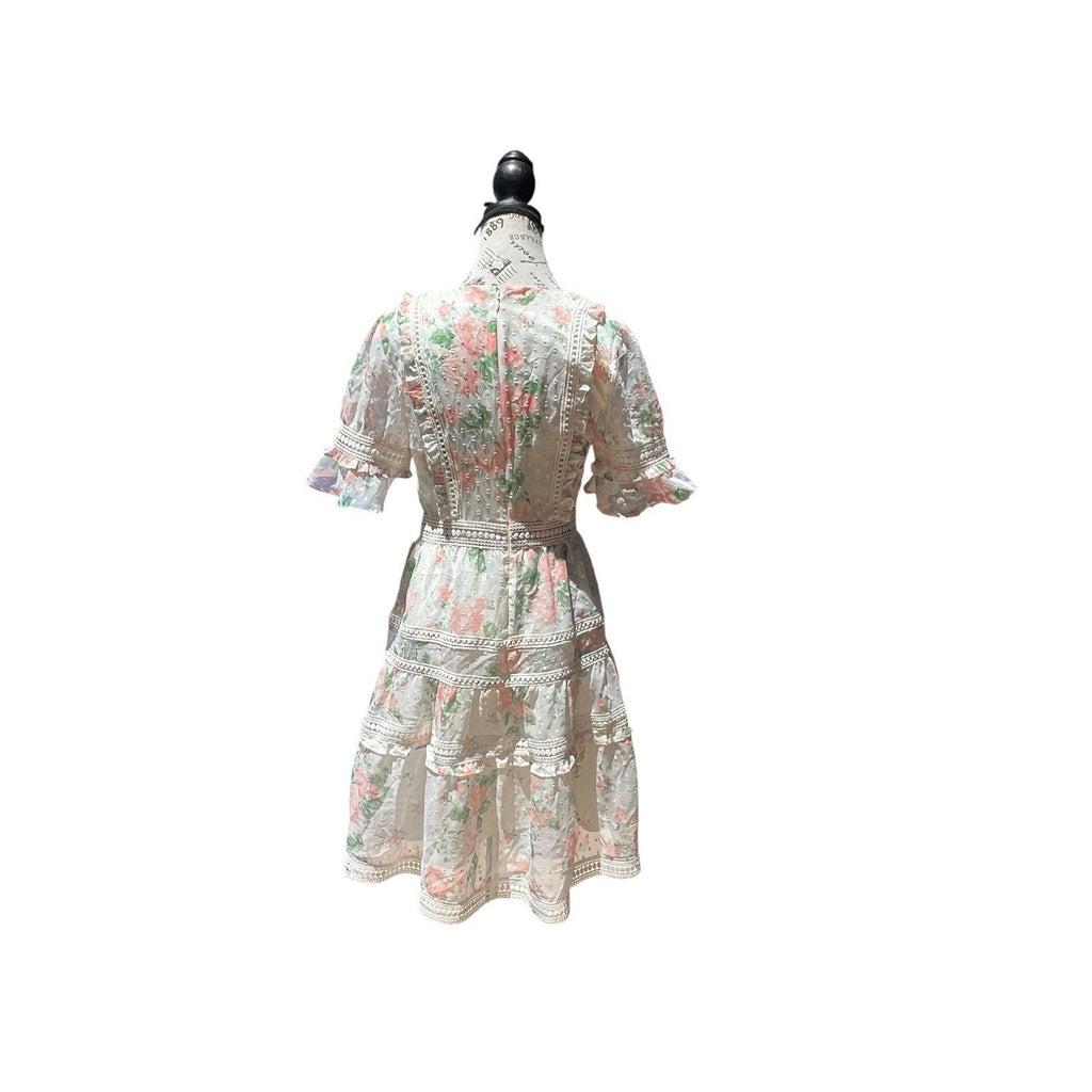 Rachel Parcell mini dress features a pink and green floral print Size XS New