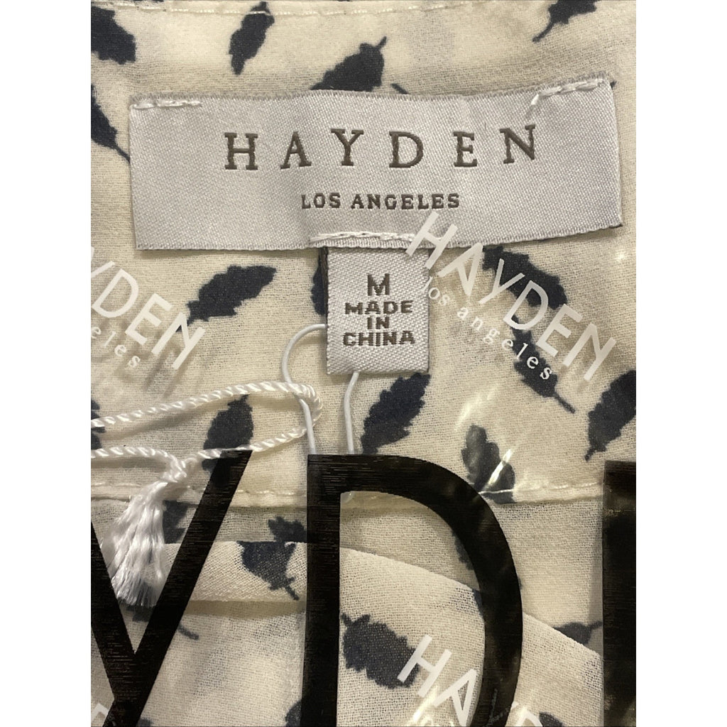 Hayden Los Angeles Ivory Leaf Print Design Blouse NWT Women’s M