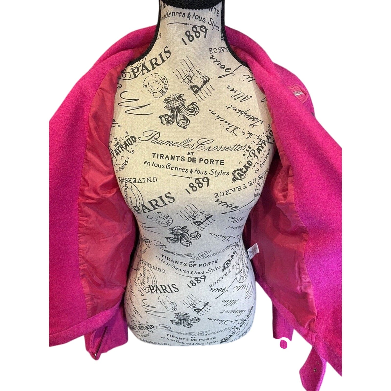 Signature Eight Wool Blend Hot Pink Moto Fashion Jacke‎ Women's Size M