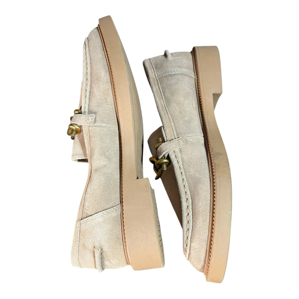 Steve Madden Karmine Suede Loafers Tan With Gold Chain Size 9M