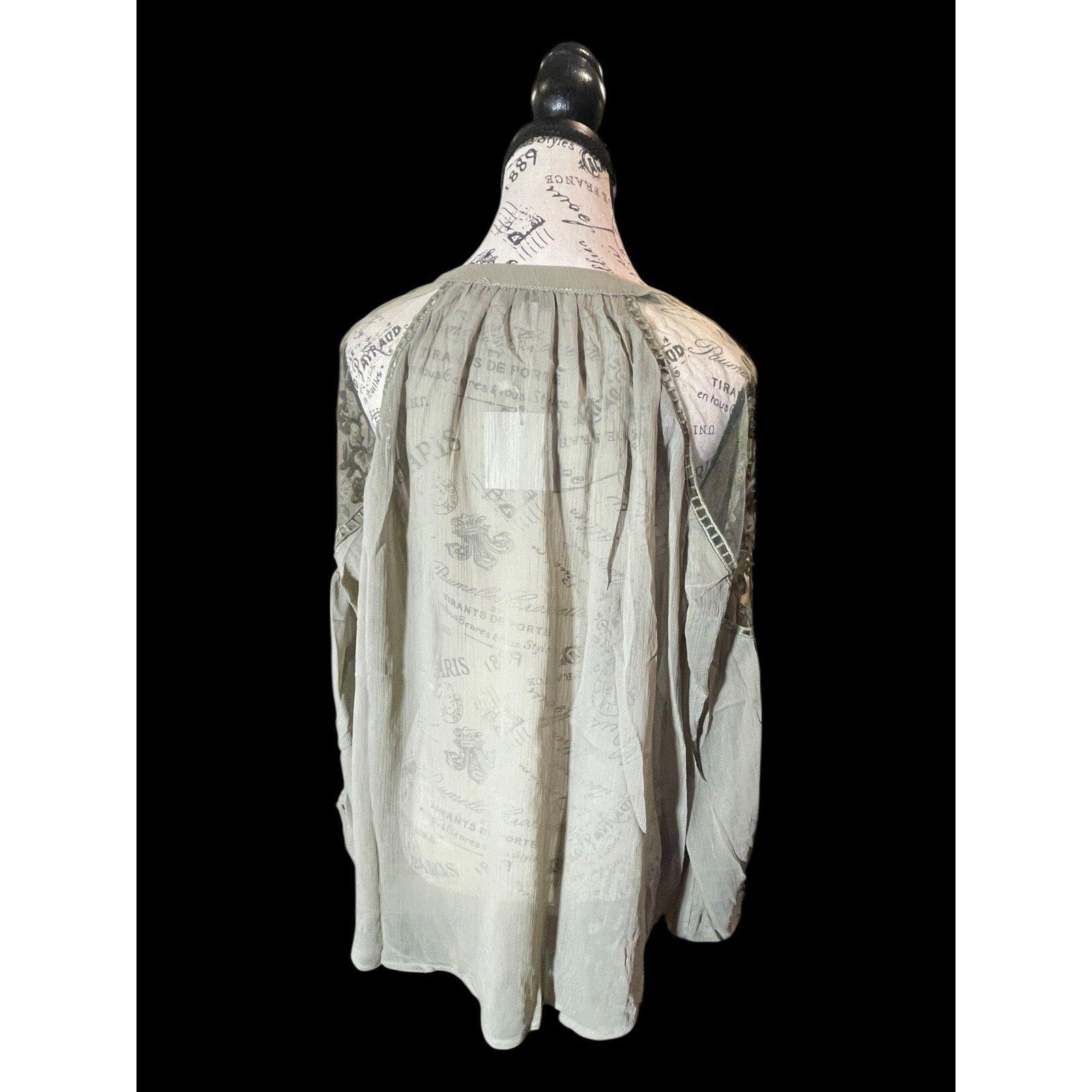 Hayden Olive Green Sheer Blouse, Small-Medium - NWT