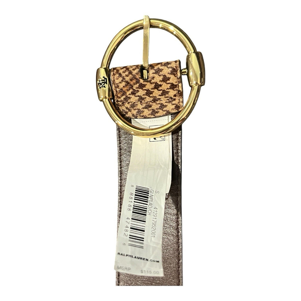 Lauren Ralph Lauren Women's Glen Plaid Haircalf Wide Belt Size S MSRP $115 New
