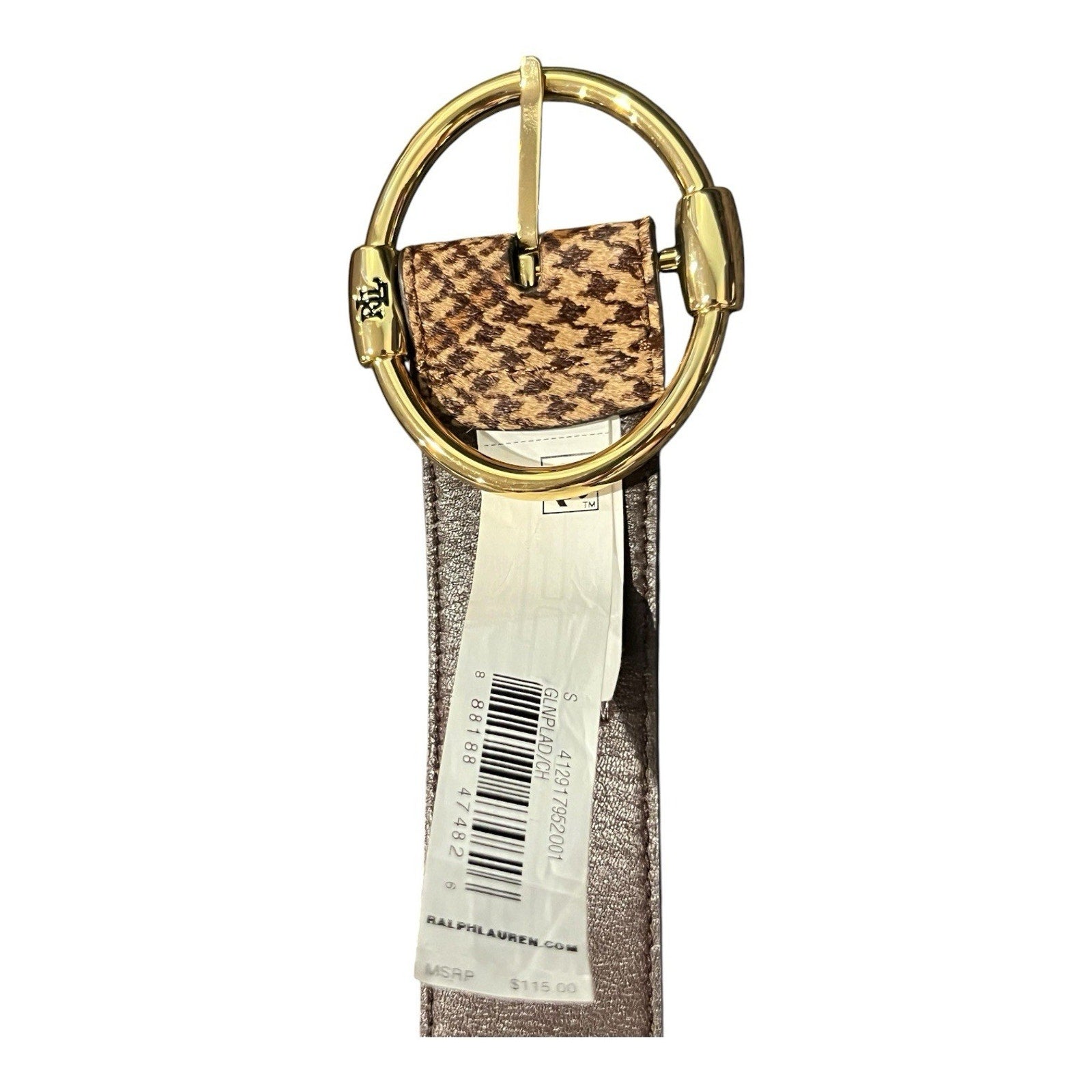 Lauren Ralph Lauren Women's Glen Plaid Haircalf Wide Belt Size S MSRP $115 New