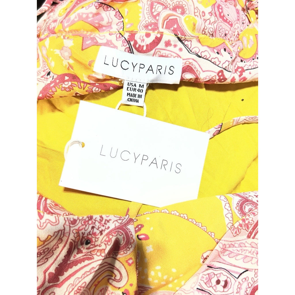 Lucy Paris Paisley Print Midi Dress Pink And Yellow Women’s Size M NWT