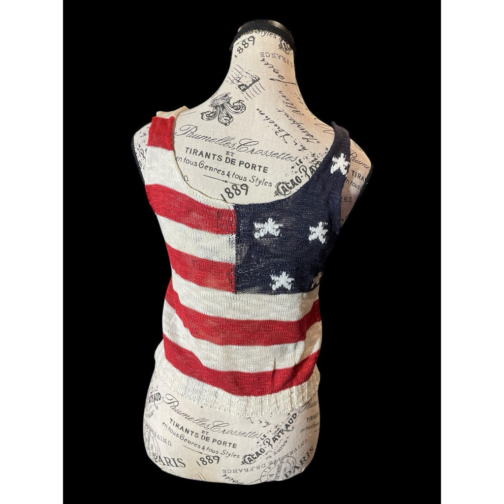 Angie American Flag Knit Tank Top - Small, NWT