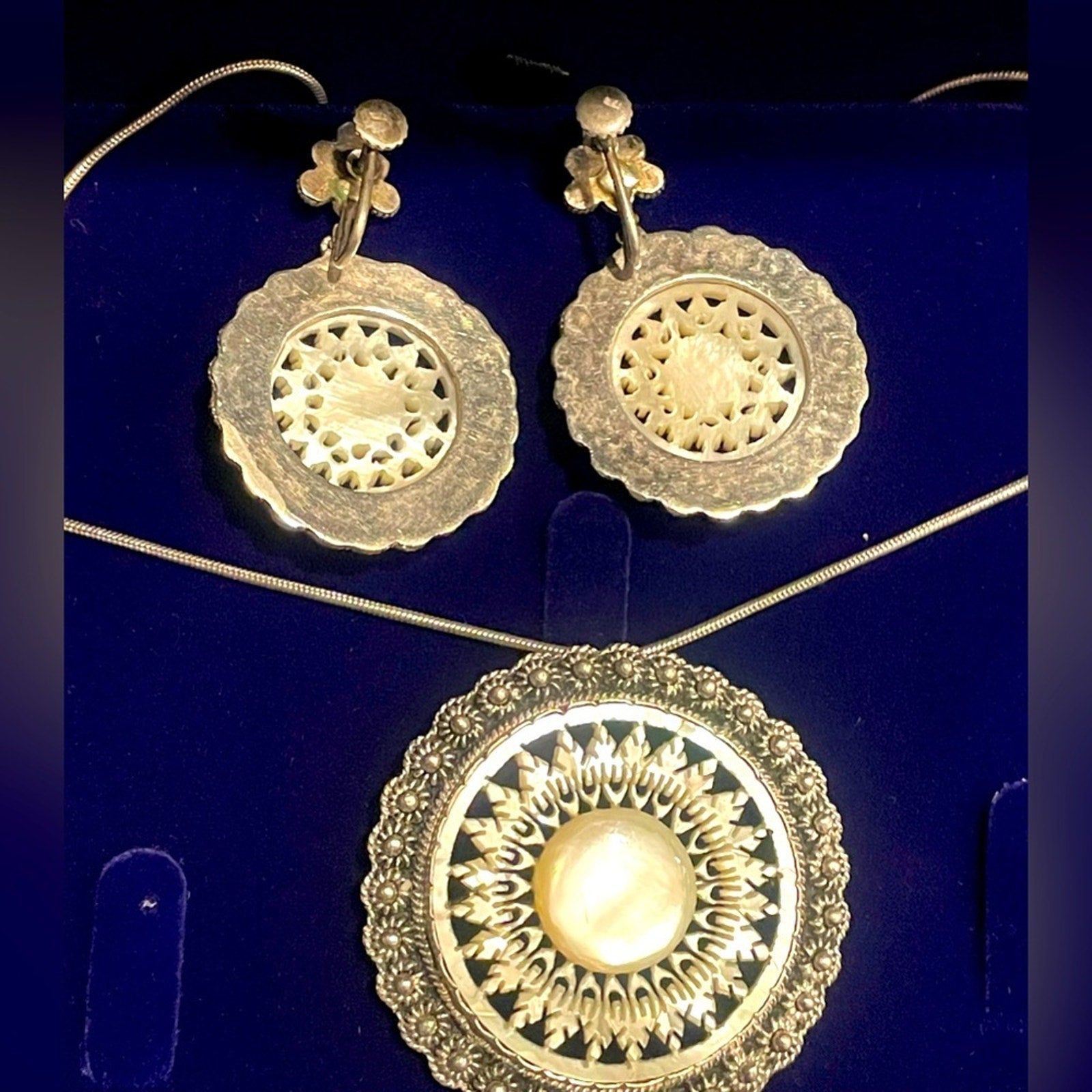 Elegant 925 Jerusalem Silver and Mother of Pearl Jewelry Set