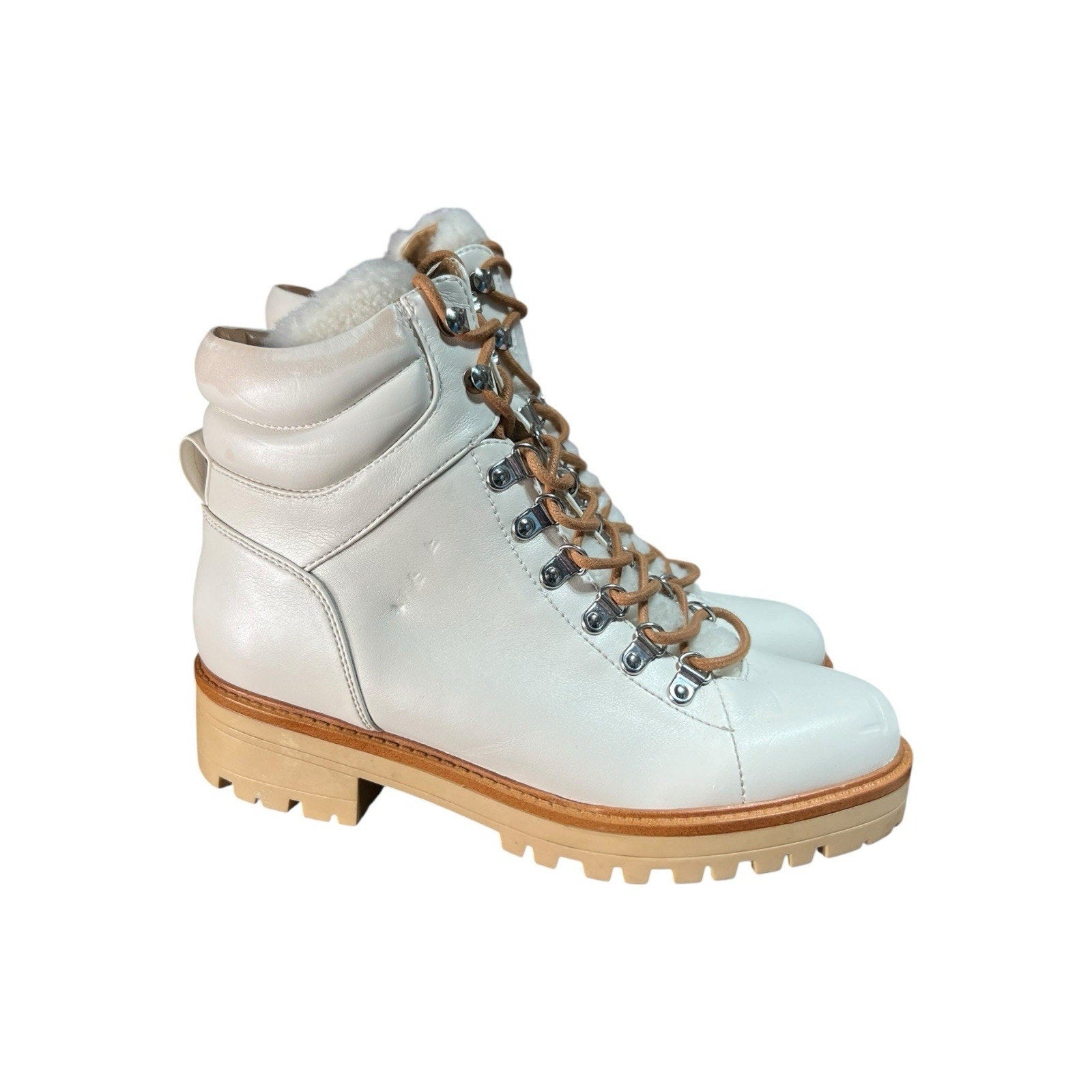 Marc Fisher White Combat Boot Women’s Shoe Size 9 New With Defect