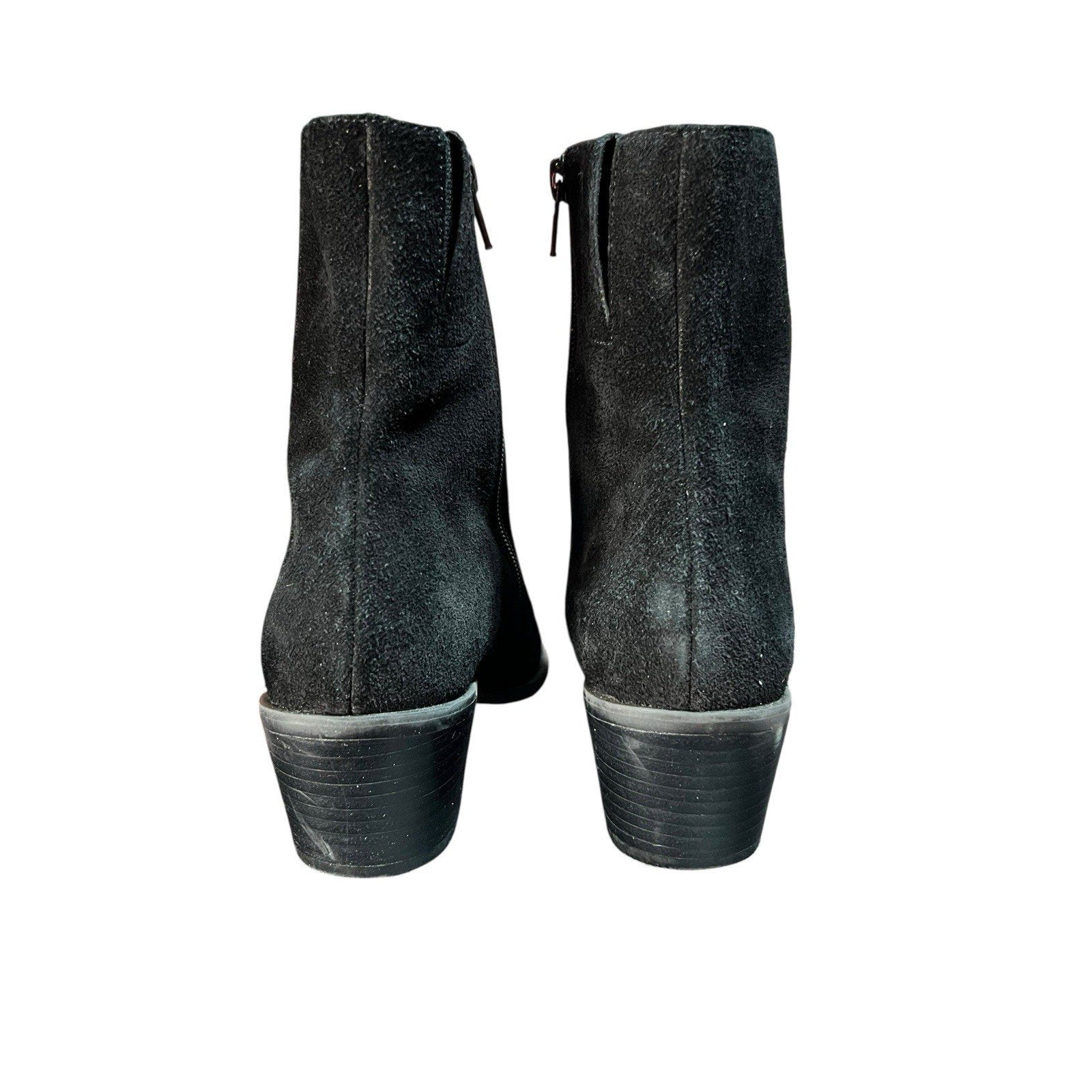 Lisa Vickey Black Suede Ankle Booties Women’s Size 7M With 2 In Heel
