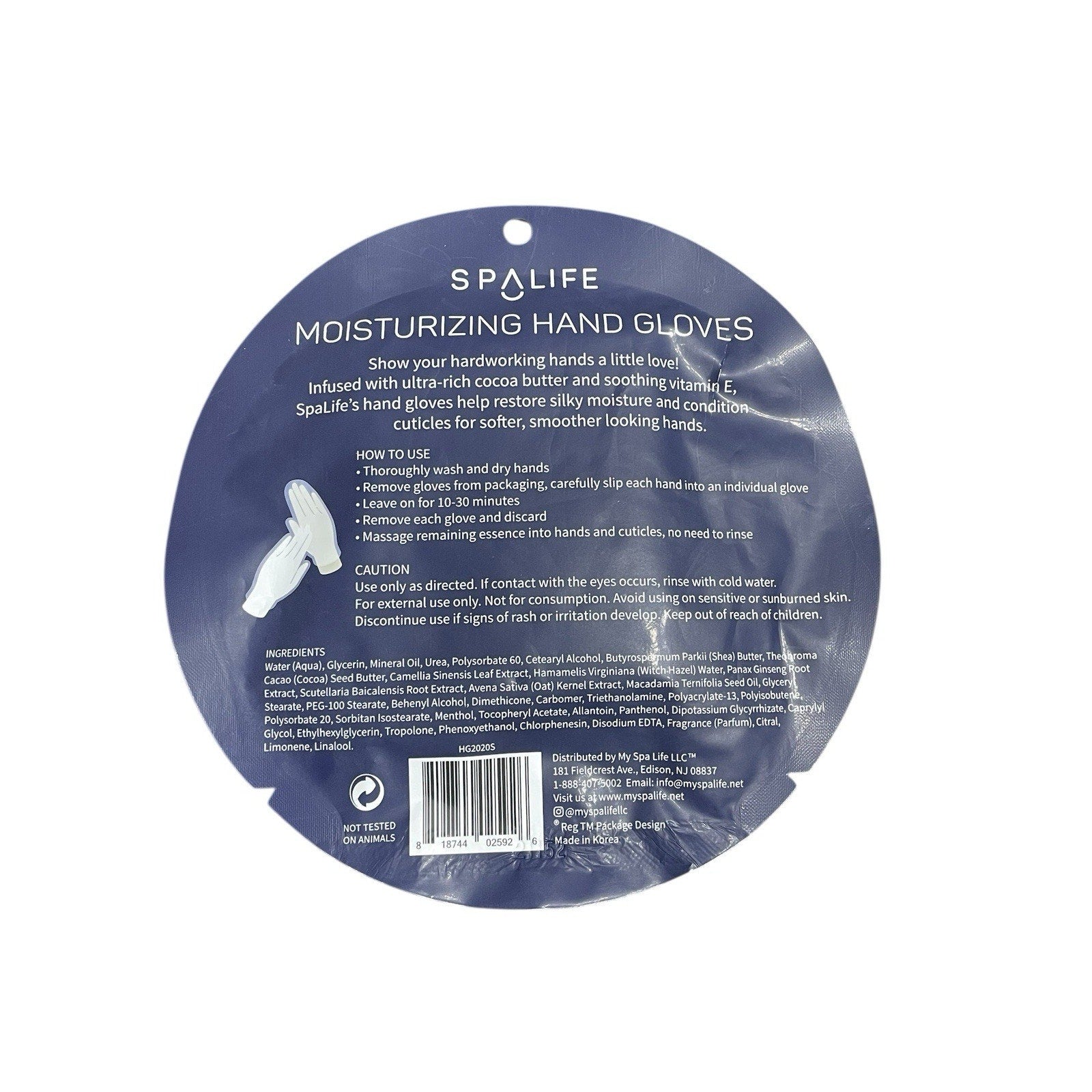 Spa Life Moisturizing Hand Gloves Cocoa Butter + Vitamin E New Sealed