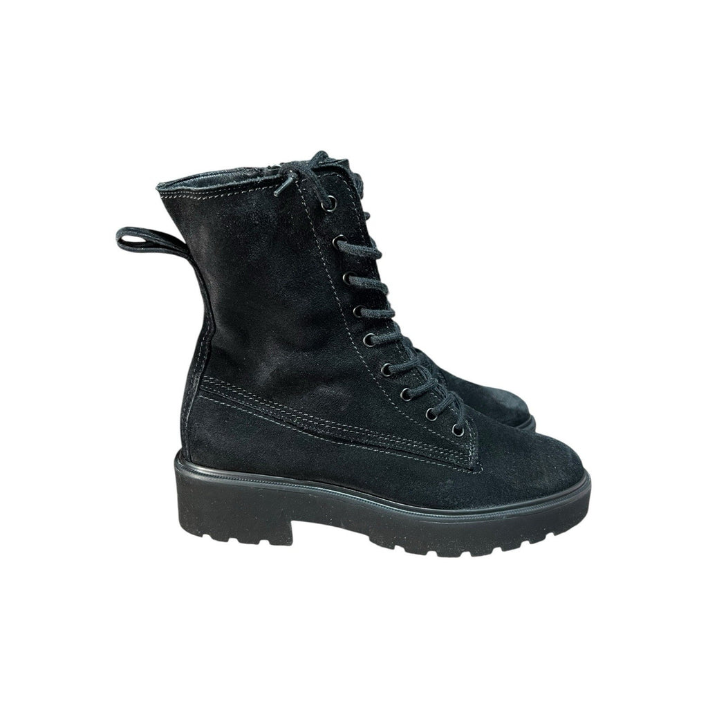 Paul Green Jackson fine suede combat boots Black Shoe Size US 8 E5