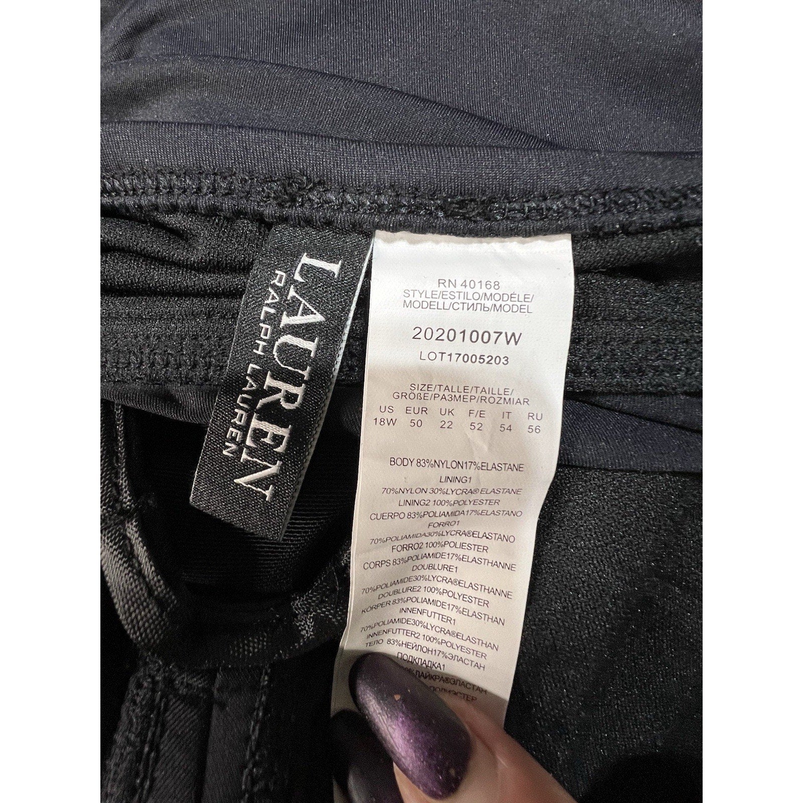 Lauren By Ralph Lauren Black Twist Front Swimsuit Size 18W NWOT