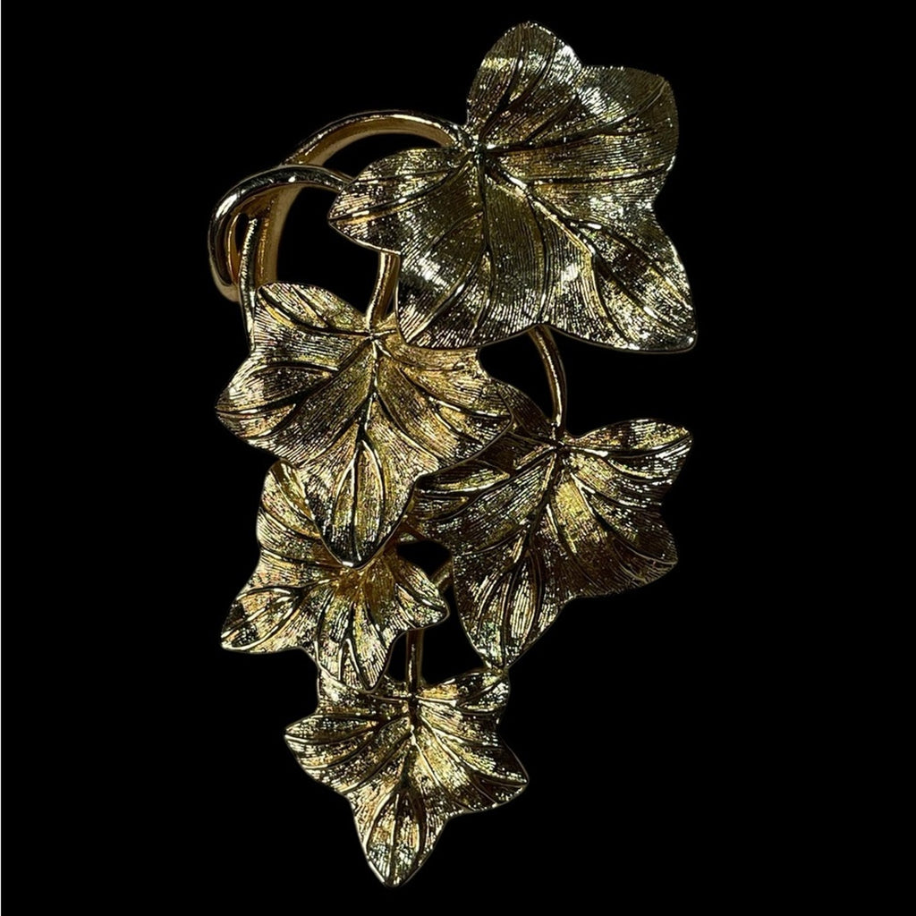 Christian Dior Germany 1965 Gold Plated 5 Leaf Brooch W/COA