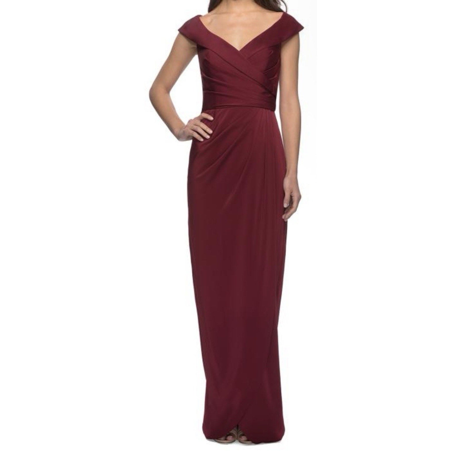 La Femme Burgundy Body Contour Maxi Dress Women’s Size 8 MSRP $599