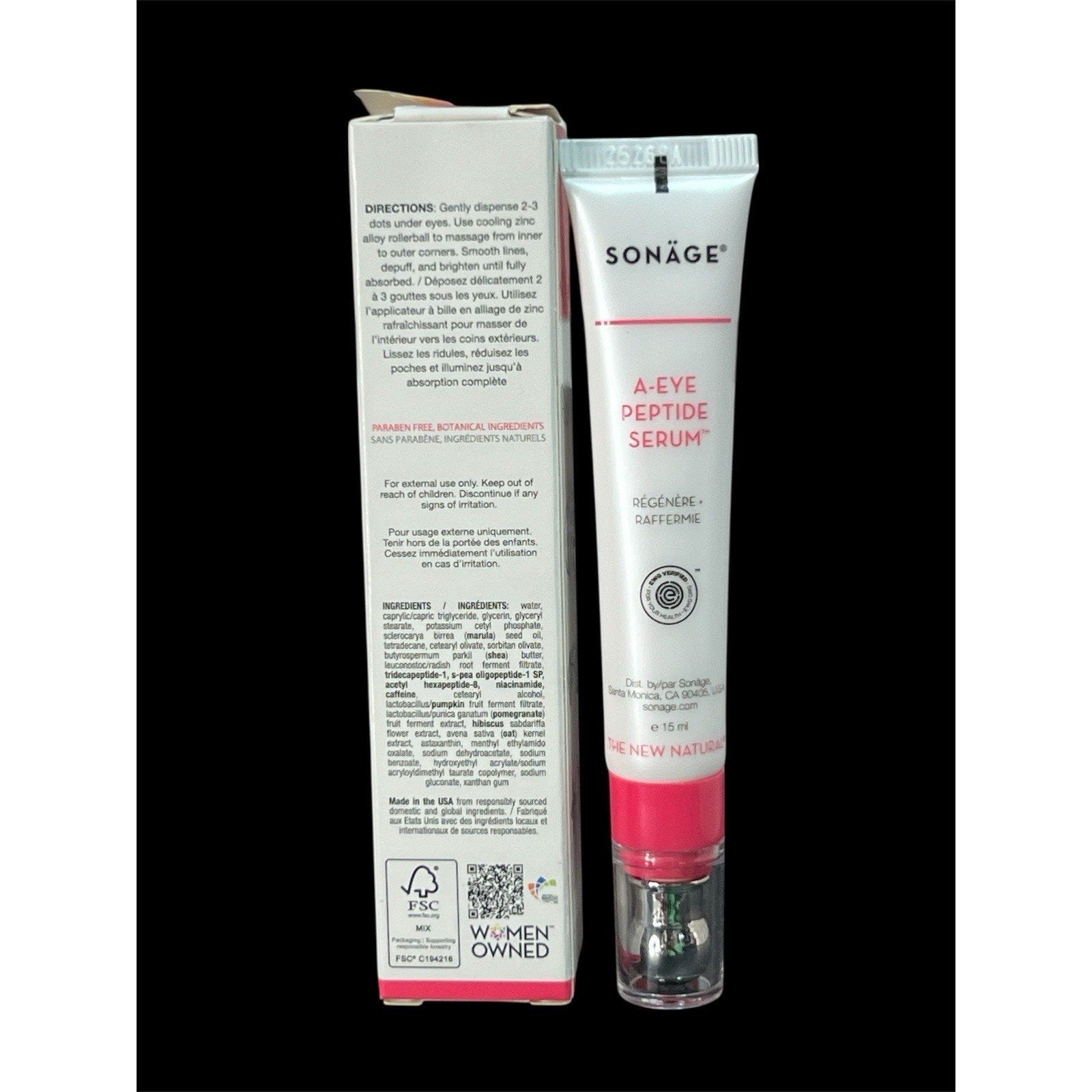 Sonage Eye Peptide Serum—0.5 fluid ounce, brand new in box.