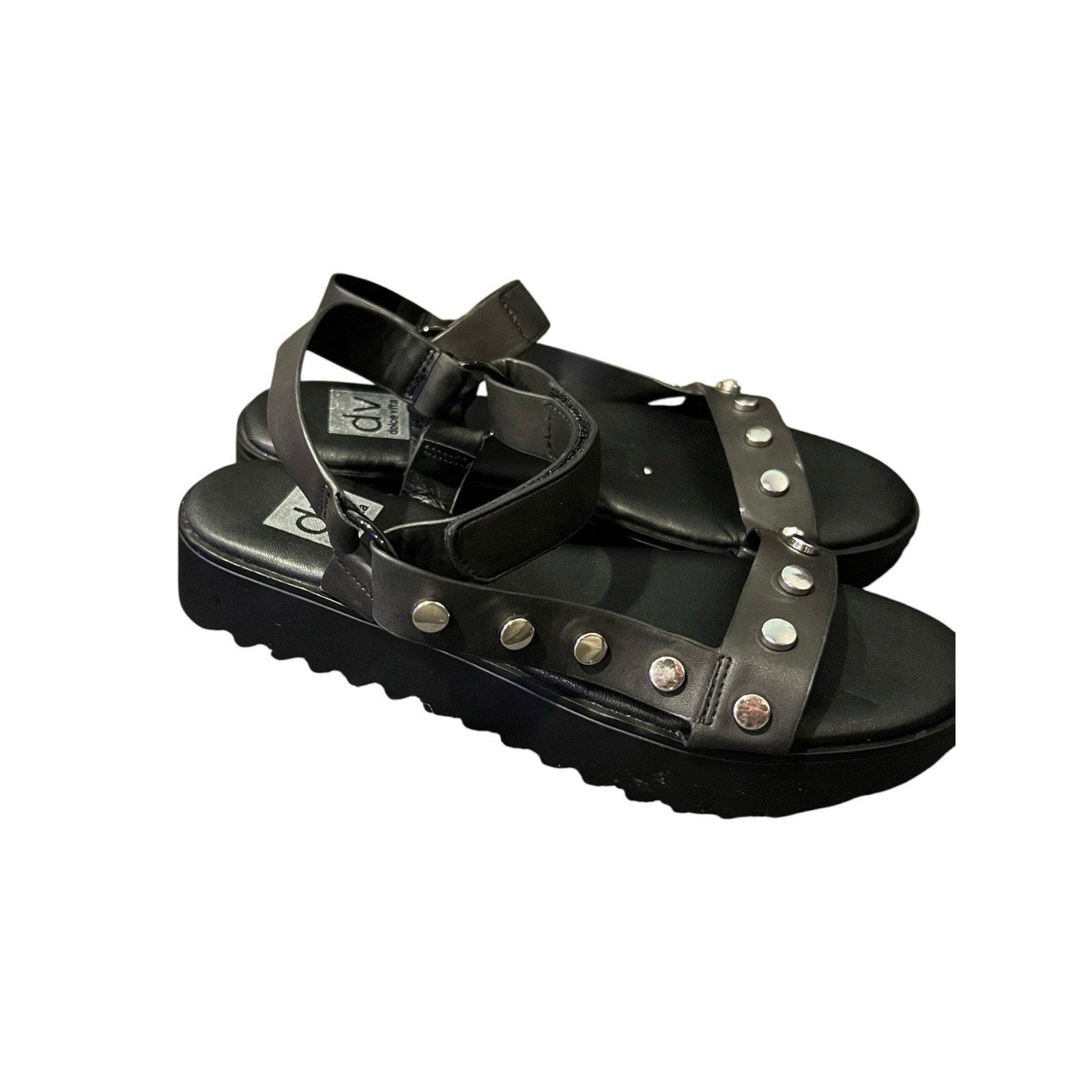 DV by Dolce Vita platform sandals feature silver stud details Women’s 9