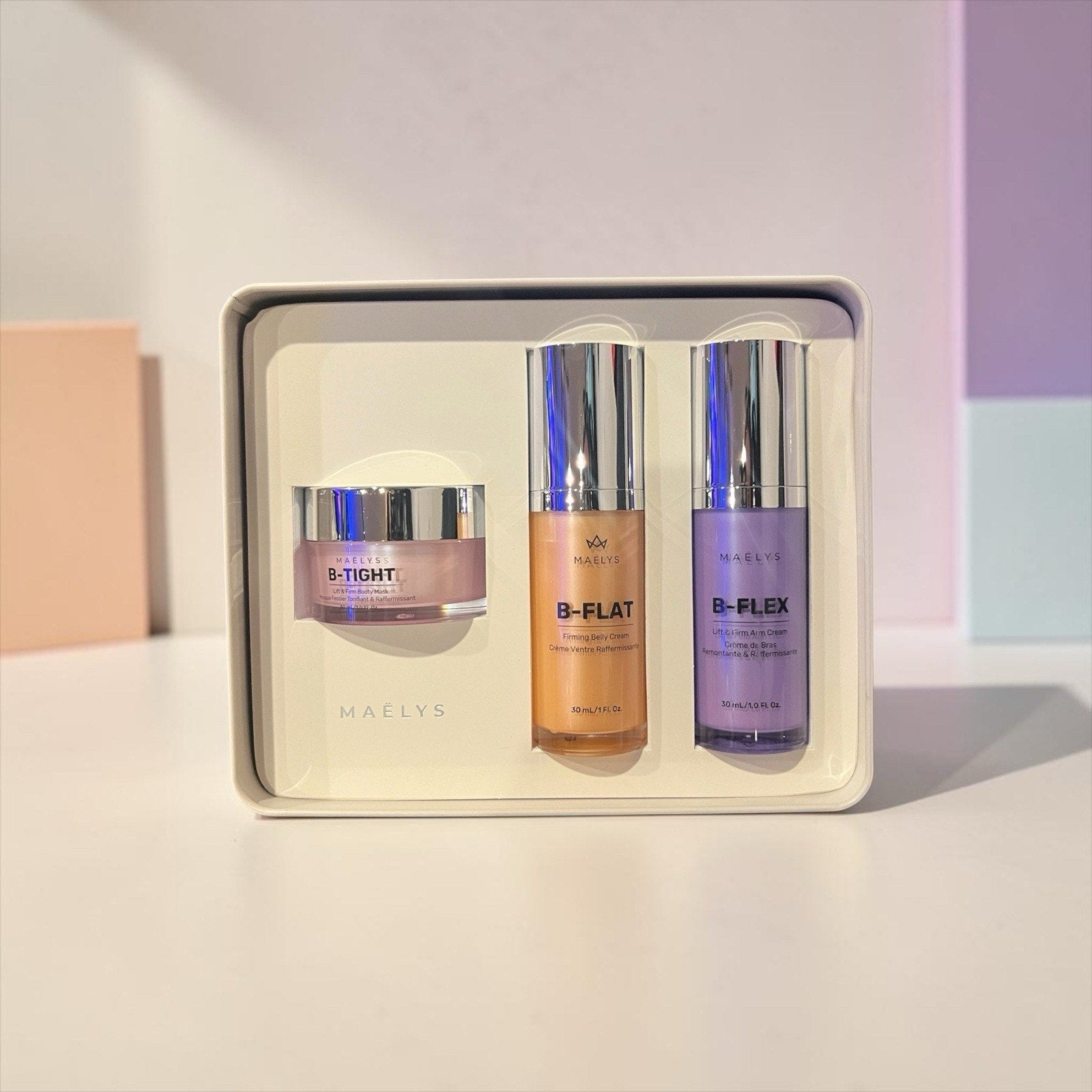 MAËLYS Holiday Trio Kit B-TIGHT, B-FLAT, and B-FLEX creams 1oz Ea New