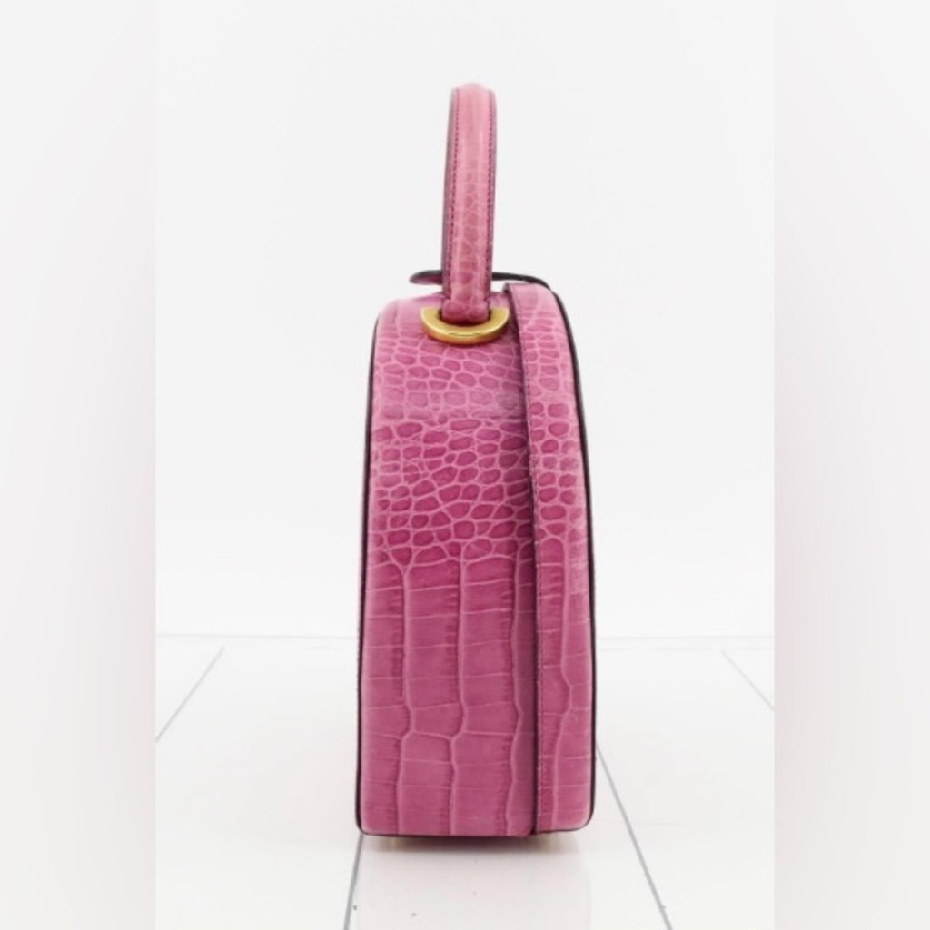 Celine Pink Crocodile-Embossed Women's Hand bag