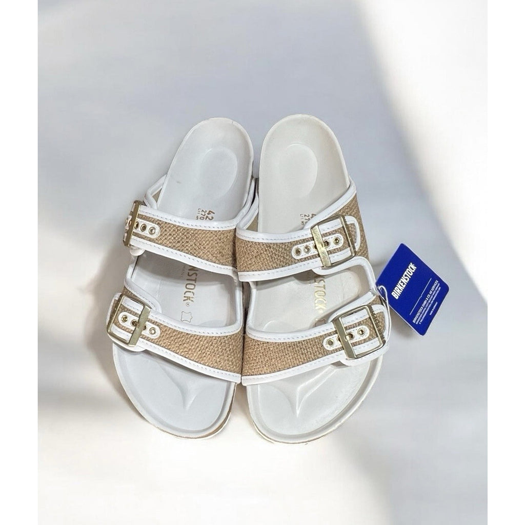 Birkenstock Arizona Nature Jute model in a white and natural textile EU 42 US 11