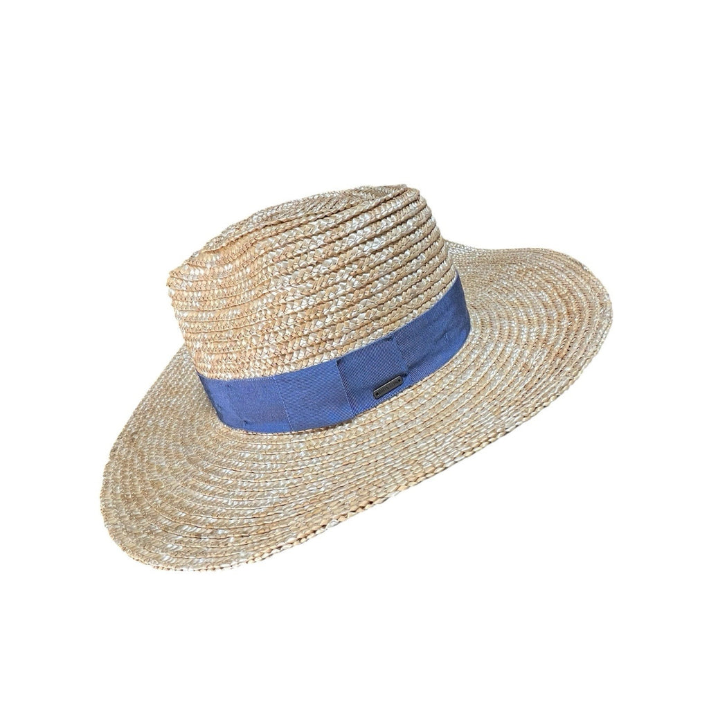 Brixton Joanna Hat Honey/Joe Blue Straw Hat NWT