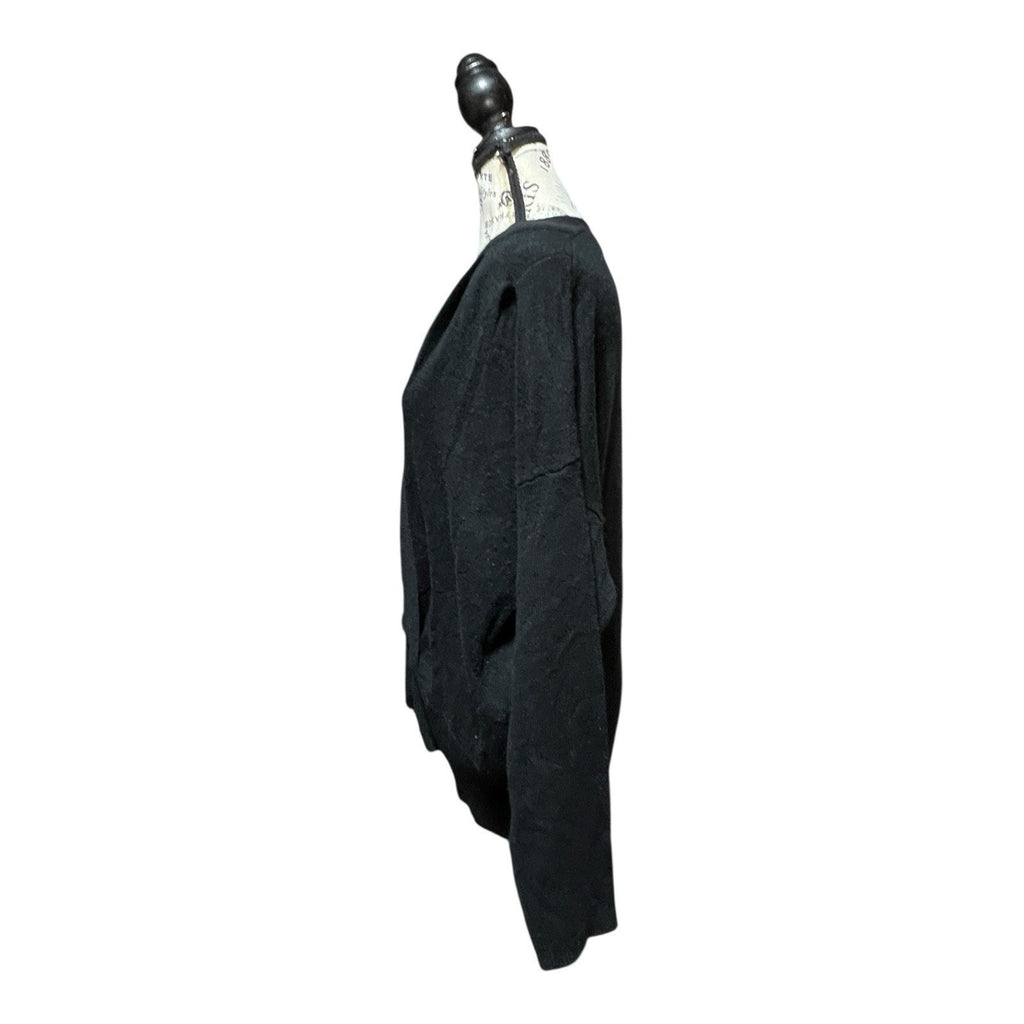 Frame Wool Cashmere Faux Wrap Around Black Lightweight Sweater L NWOT MSRP $395