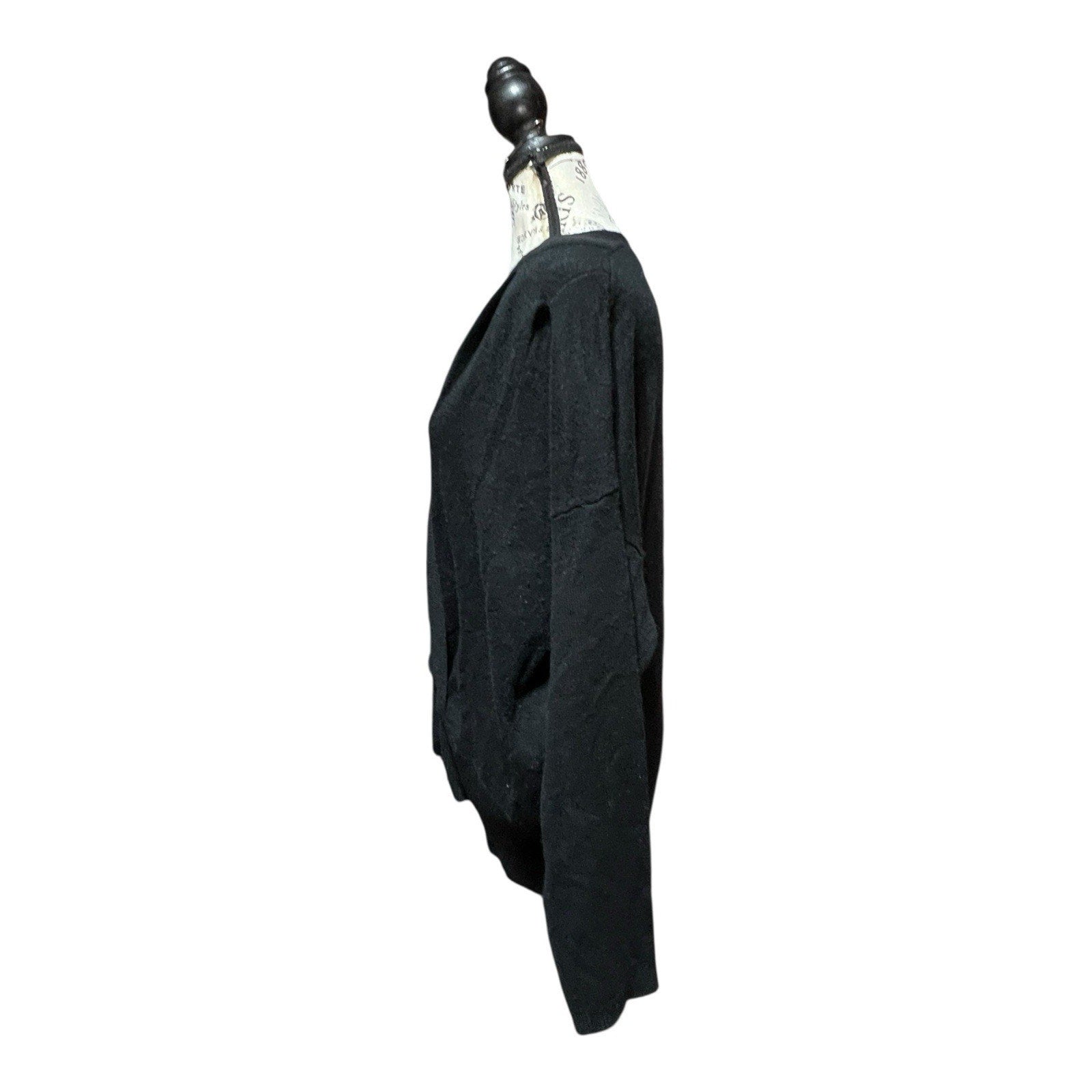 Frame Wool Cashmere Faux Wrap Around Black Lightweight Sweater L NWOT MSRP $395