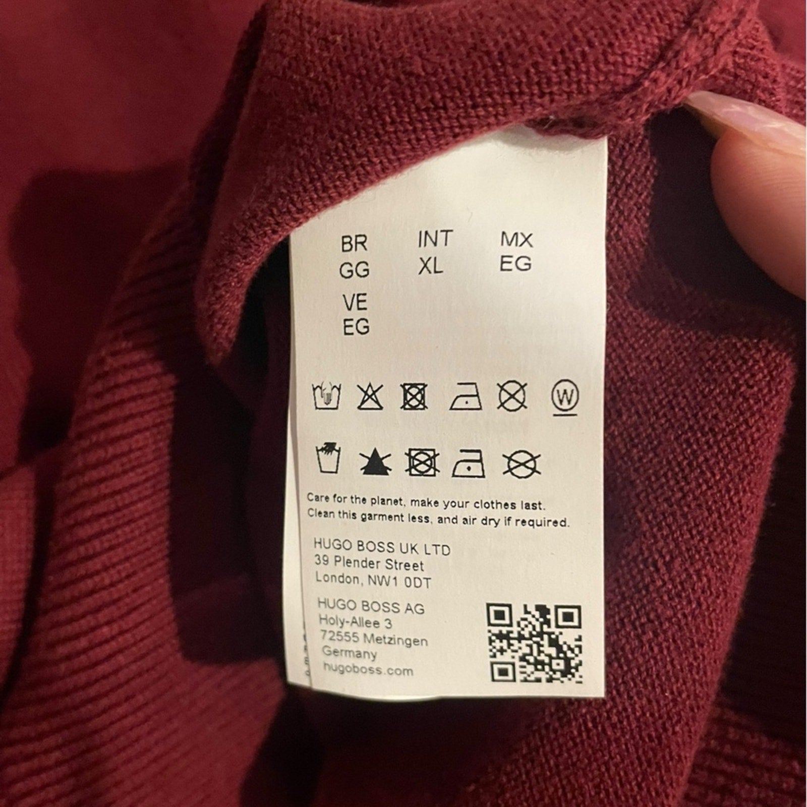 Hugo Boss 100% Baum Wolle Maroon Knit Sweater size XL