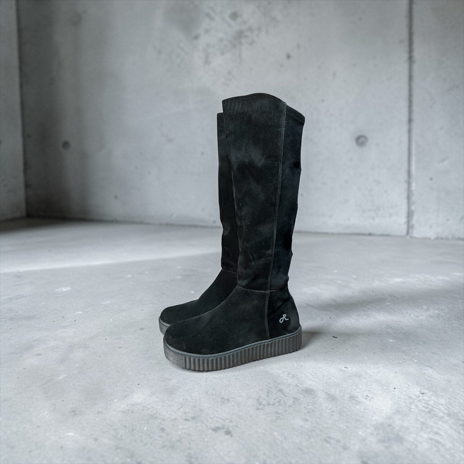 Religious Comfort Candy Jack suede tall platform boots in black Womens Size 9