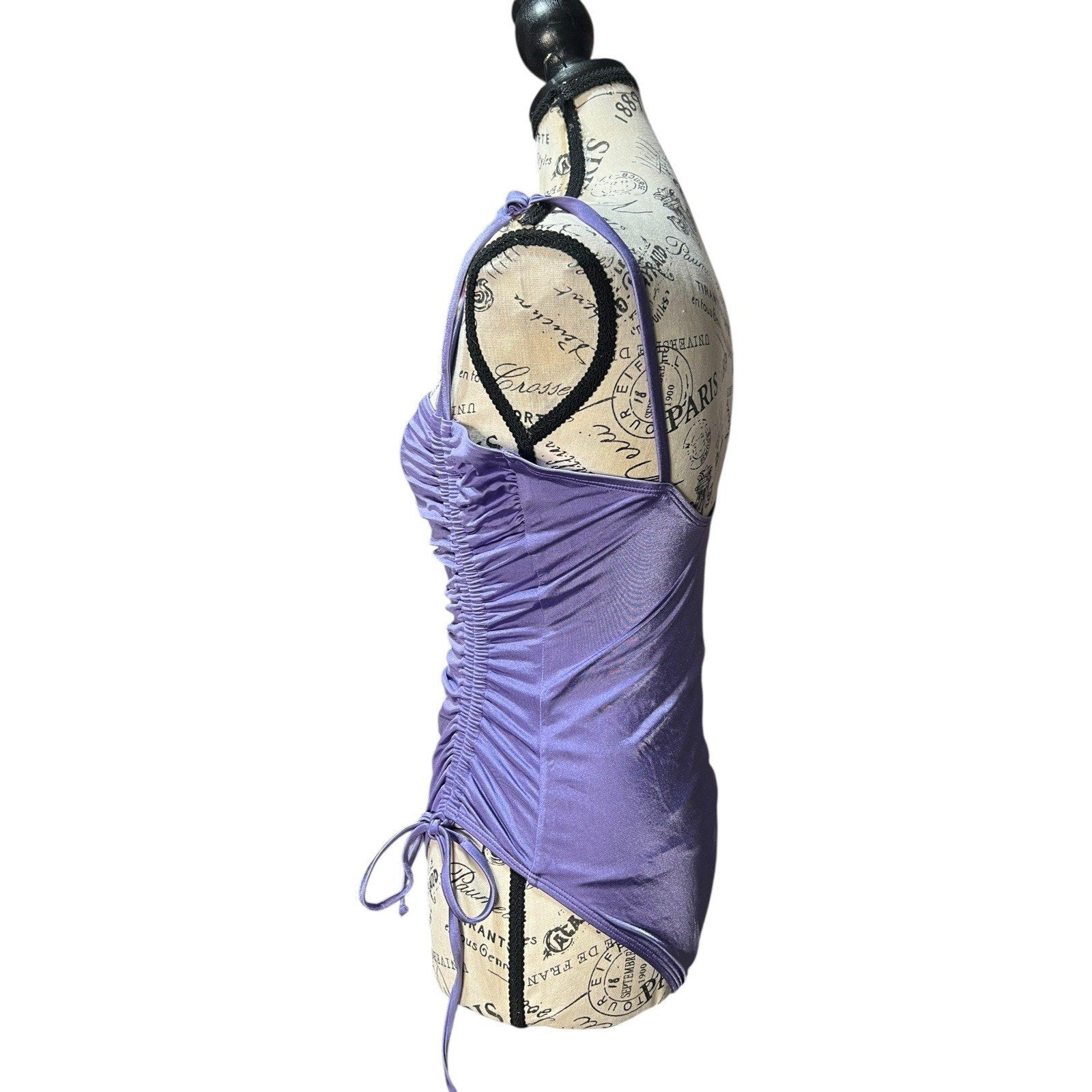 Good American Shine Ruched Swimsuit in stretch nylon Lavender Size 3